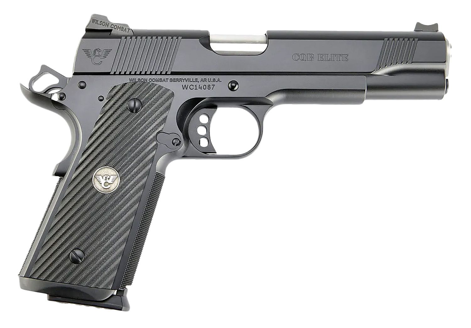 Wilson Combat CQB Elite Pistol CQBEFS-5, 45 ACP, 5in, G10 Diagonal Flat-Bottom, Black Armor Finish, 8 Rds