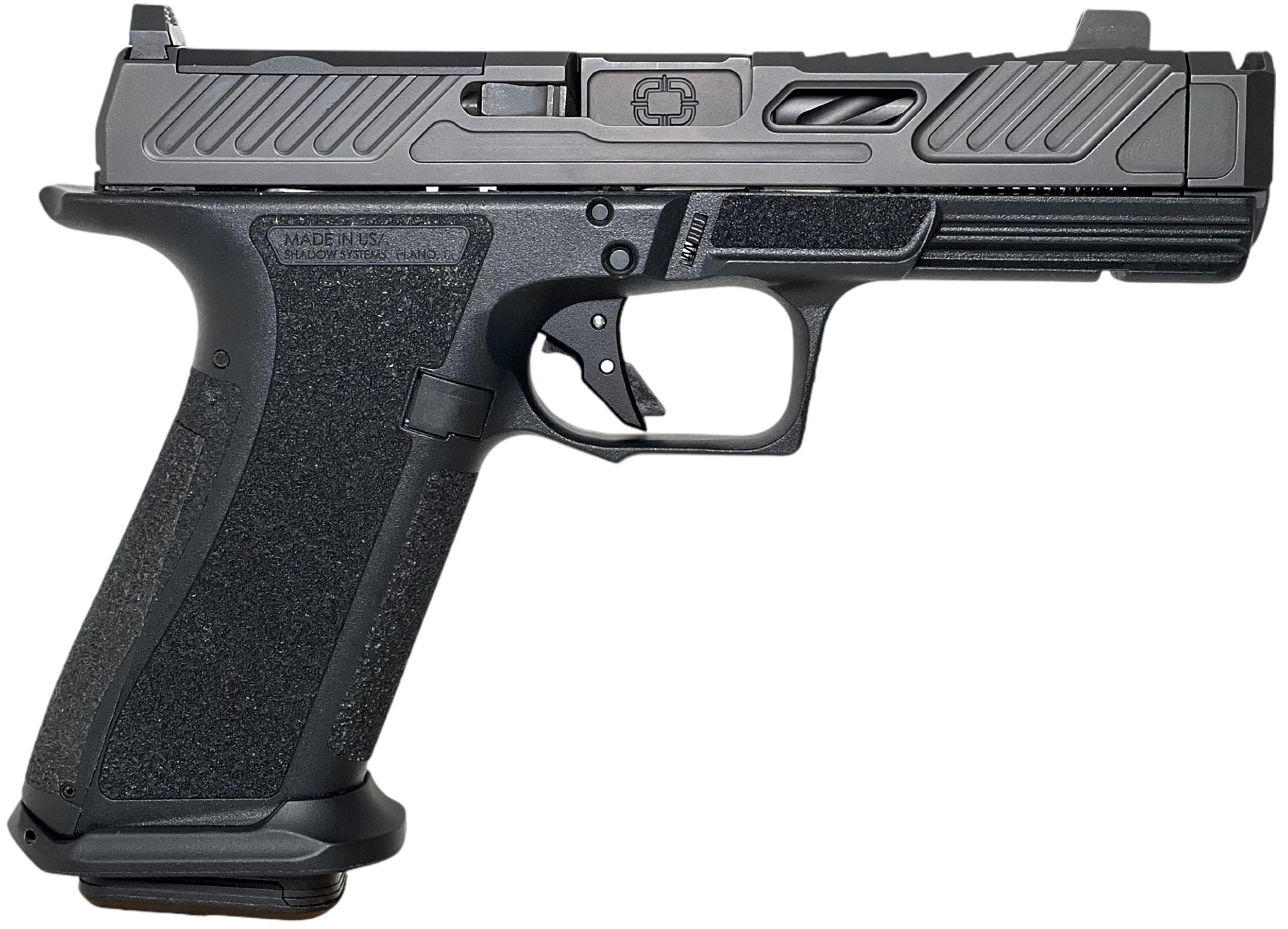Shadow Systems XR920P Compensator Optic Ready Pistol SS3240, 9mm Luger, 4.25in, Black Interchangeable Backstrap, Black Finish, 10 Rds
