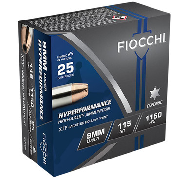 Fiocchi 9XTP25 Hyperformance 9MM 115gr Hornady XTP Hollow Point - 25 Rounds per Box
