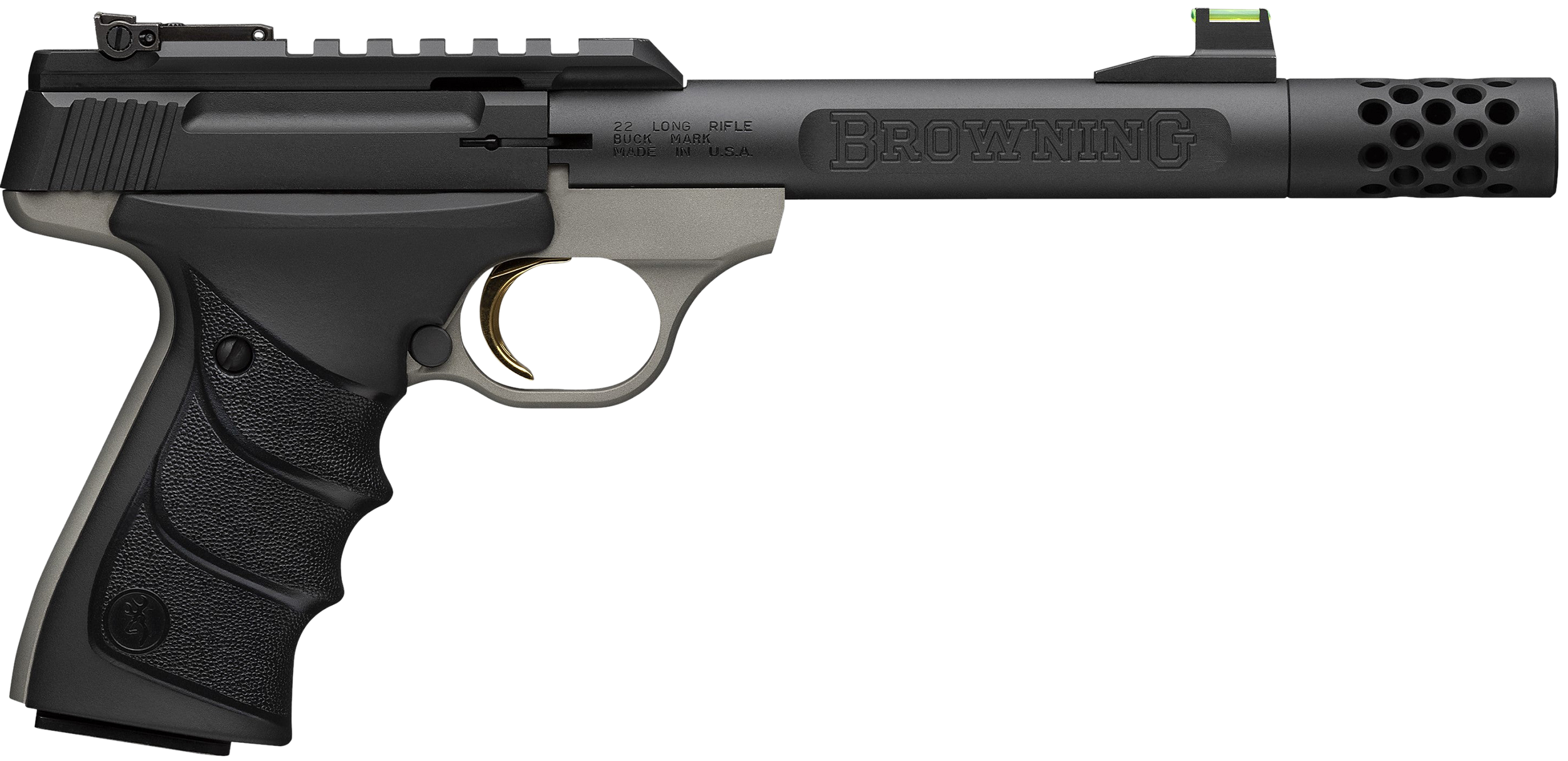 Browning Buck Mark Plus Pistol 051600490, 22 LR, 5.10in, Ultragrip RX w/Finger Grooves, Matte Black Finish, 10 Rds