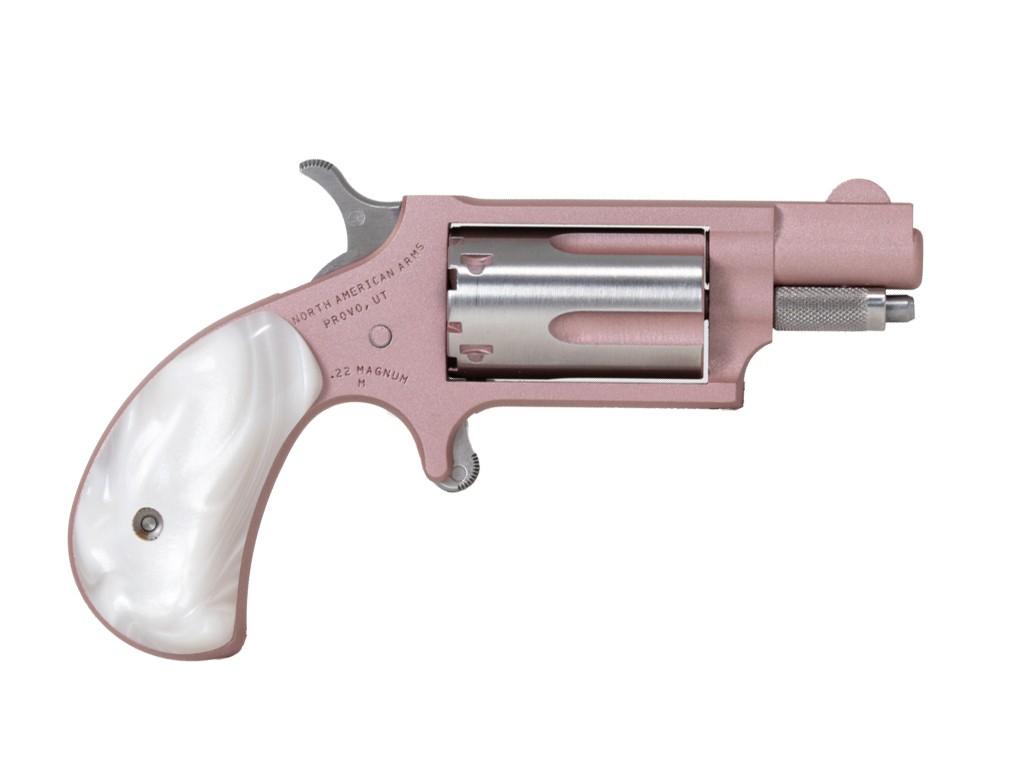 North American Arms Mini-Revolver 22MSROSE, 22 Mag, 1.13", White Pearlite Grips, Rose Gold Cerakote Finish, 5 Rds