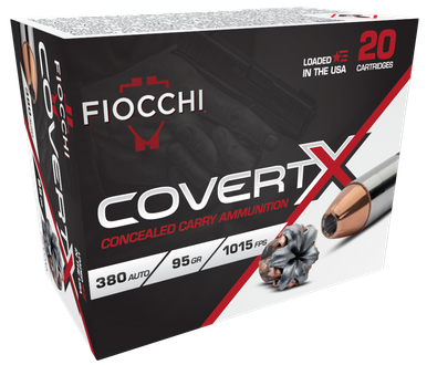 Fiocchi COVERT X 380 ACP 95 Grain Jacketed Hollow Point - 20 Round Box