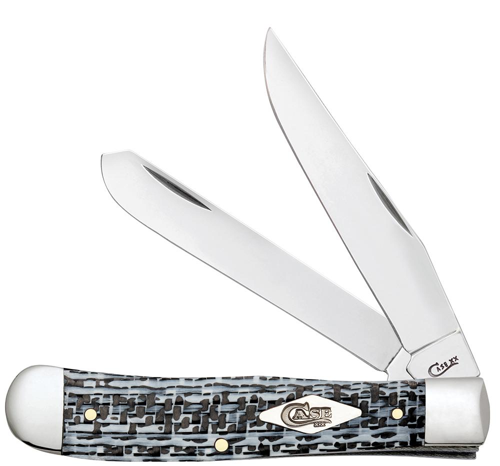 Case Black & White Fiber Weave Trapper Folding Pocket Knife #38920