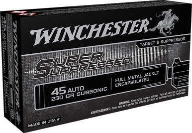 Winchester Super Suppressed Subsonic 45 ACP 230 Grain Encapsulated Full Metal Jacket - 50 Round Box