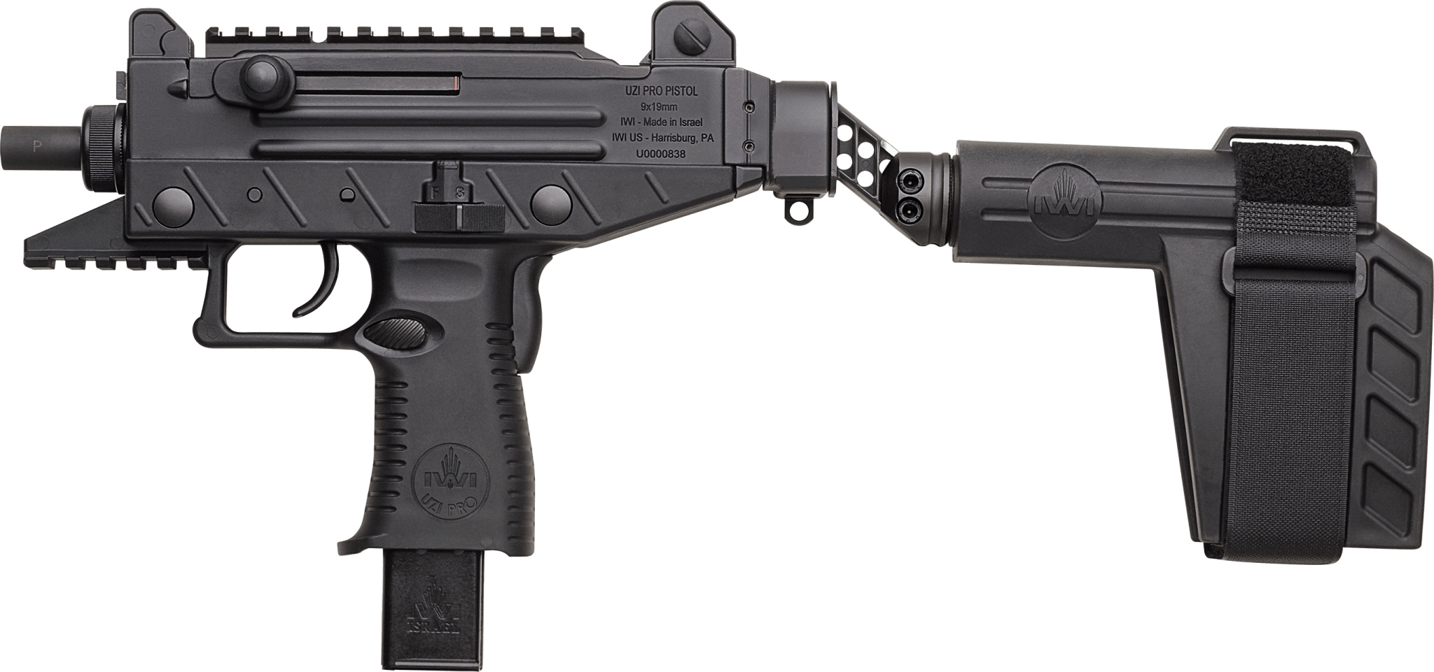 IWI Uzi Pro Pistol w/ Side folding Brace ThreadedUPP9SB-T