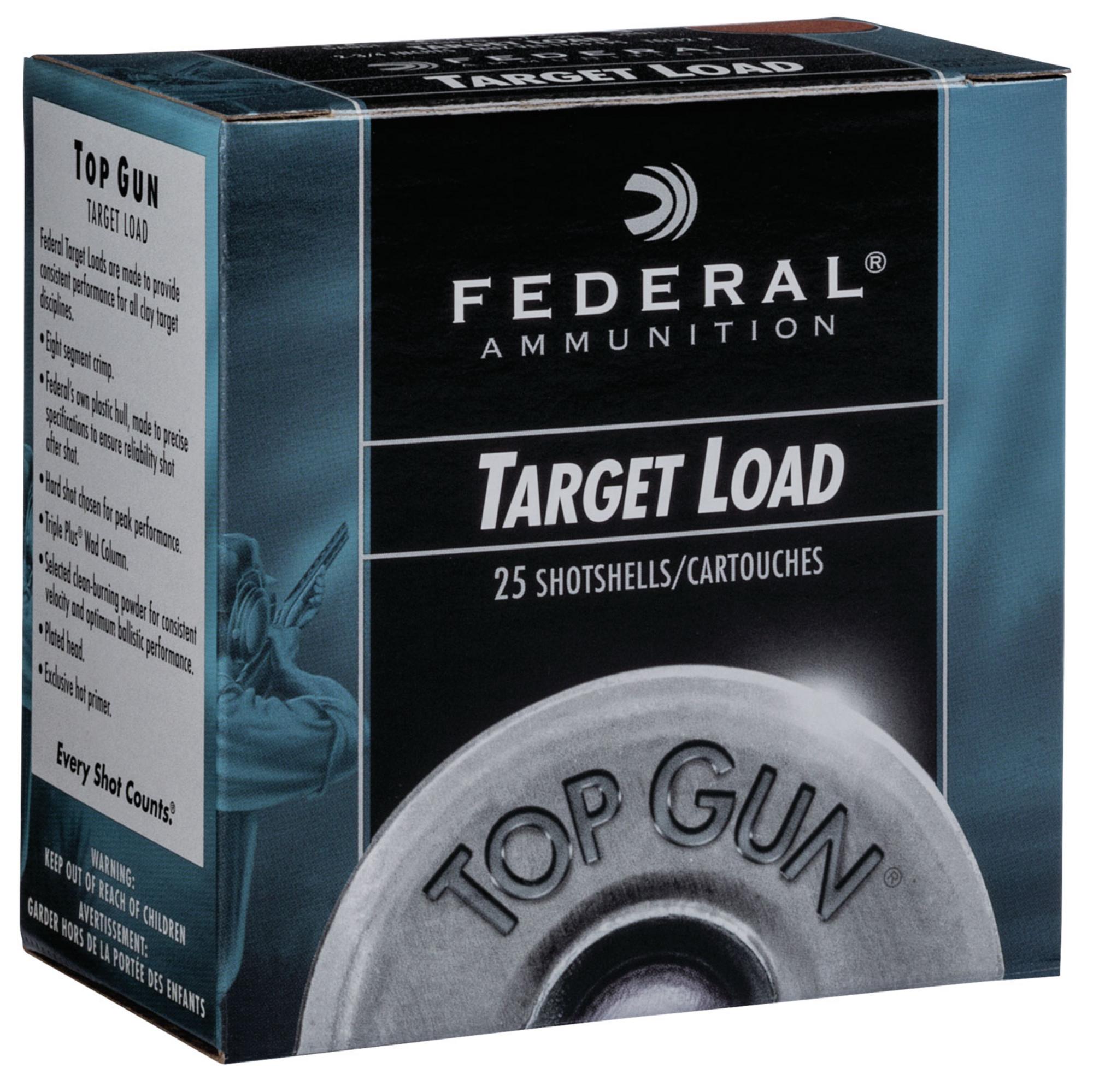 Federal Top Gun Shotshells TGSH128, 12 Gauge, 2-3/4", 1 oz, 1300 fps, #8 Lead Shot, 25 Rds/box