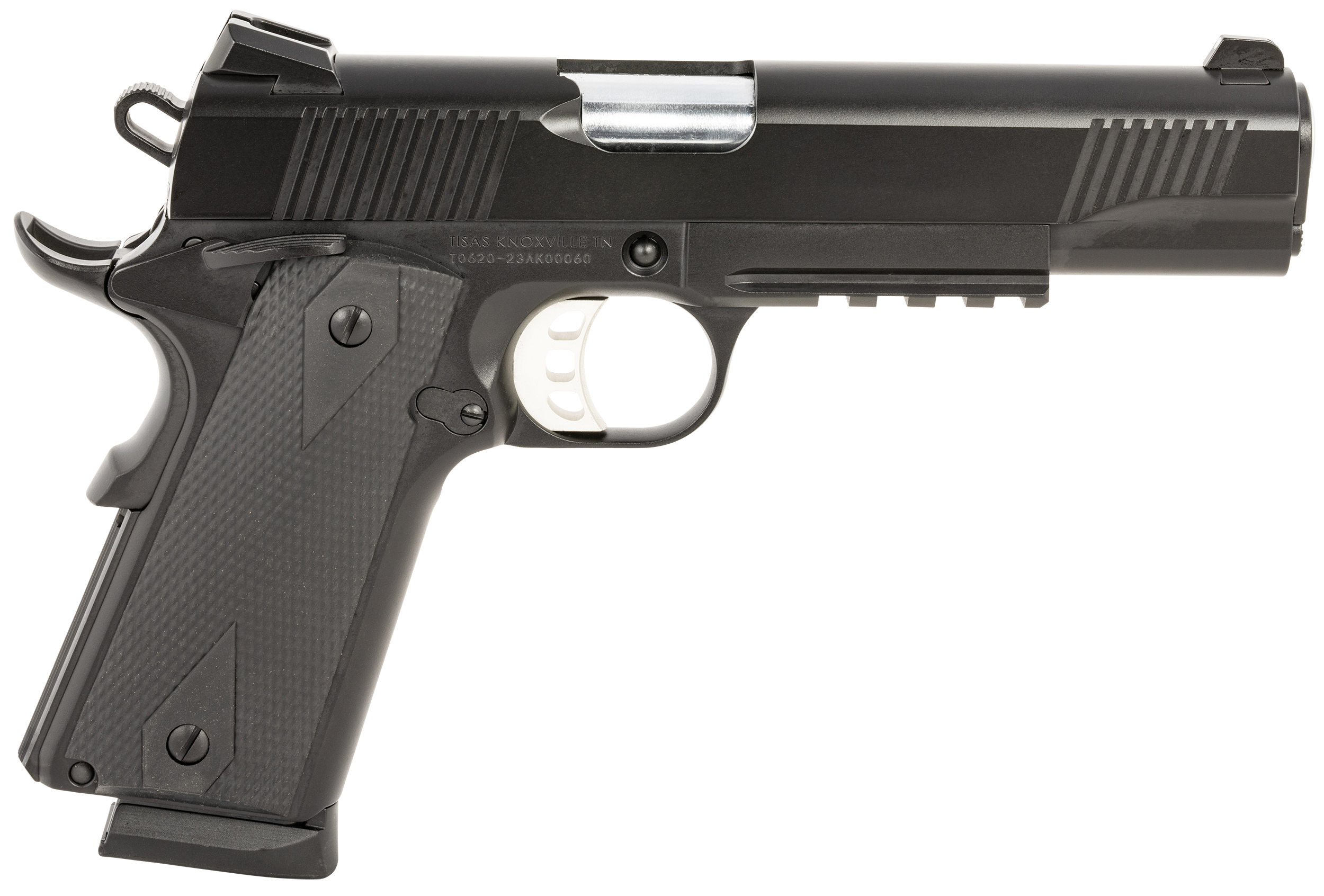 Tisas 1911 Duty Pistol 10100529, 45 ACP, 5in, Black Overmolded, Black Cerakote Finish, 8 Rds