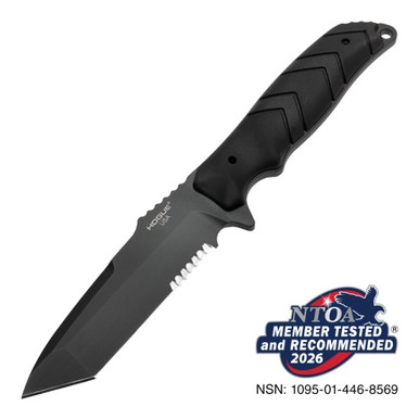 Hogue Fray Fixed Blade Knife 4.2" CPM-154 Black Cerakote Serrated Tanto - 55349