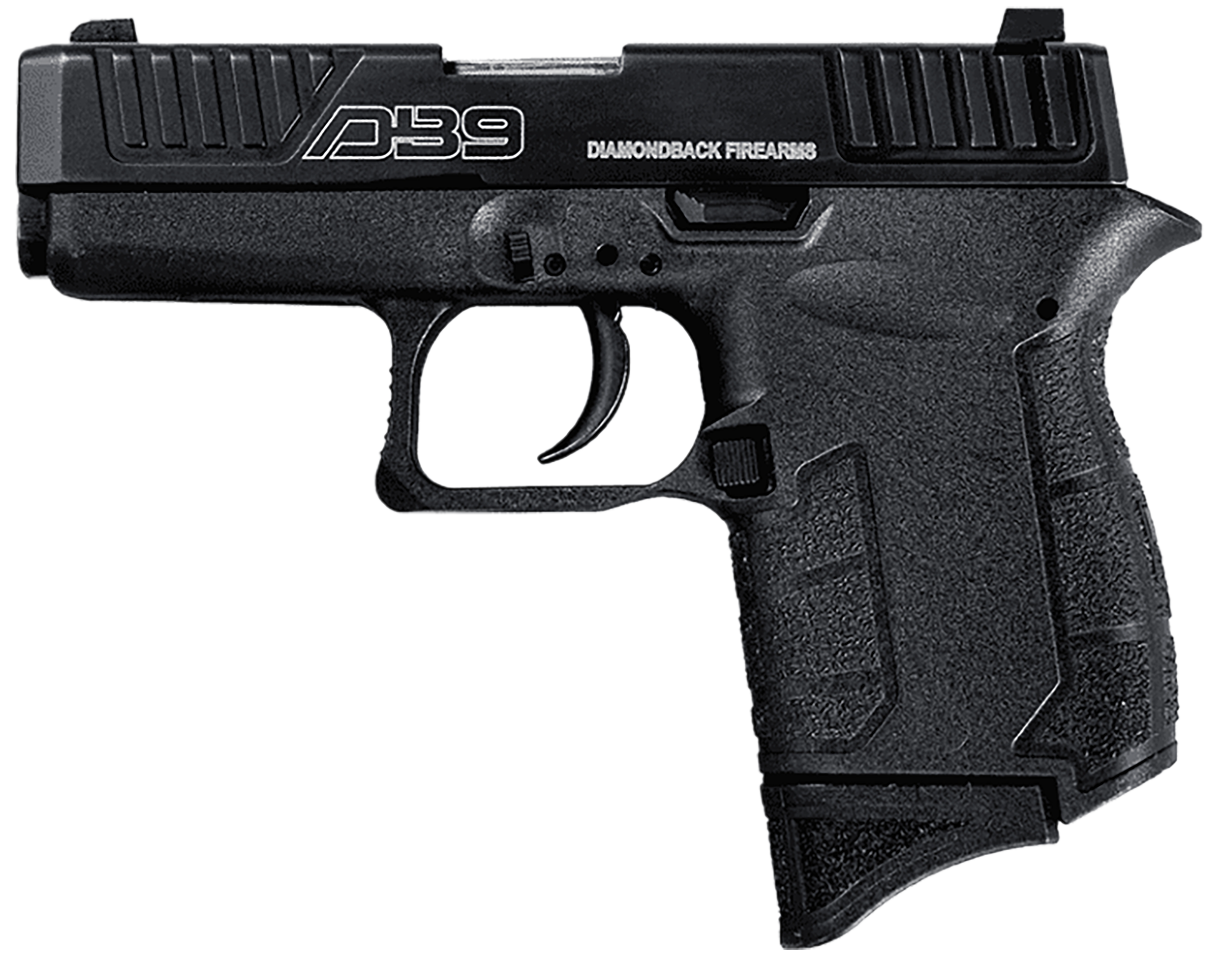 Diamondback DB9 Gen4 Pistol DB0200P001, 9mm Luger, 3.10in, Black Polymer Frame w/Beavertail & Grips, Black Finish, 6 Rds