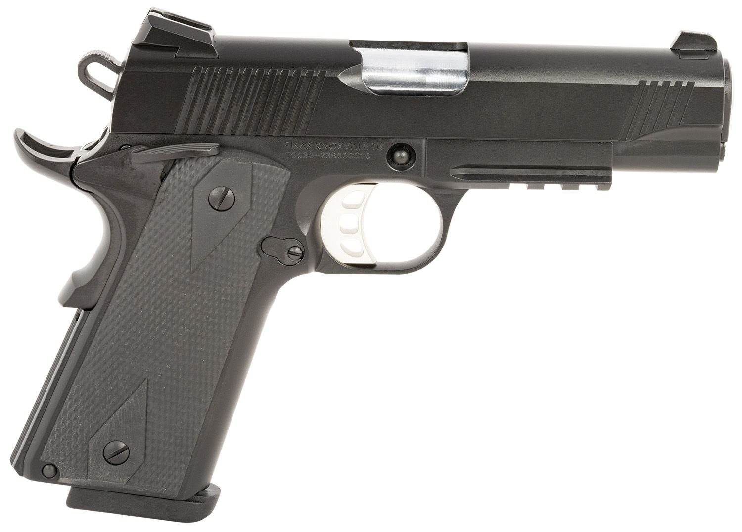 Tisas 1911 Carry Pistol 10100122, 9mm Luger, 4.25in, Black Overmolded, Black Cerakote Finish, 9 Rds
