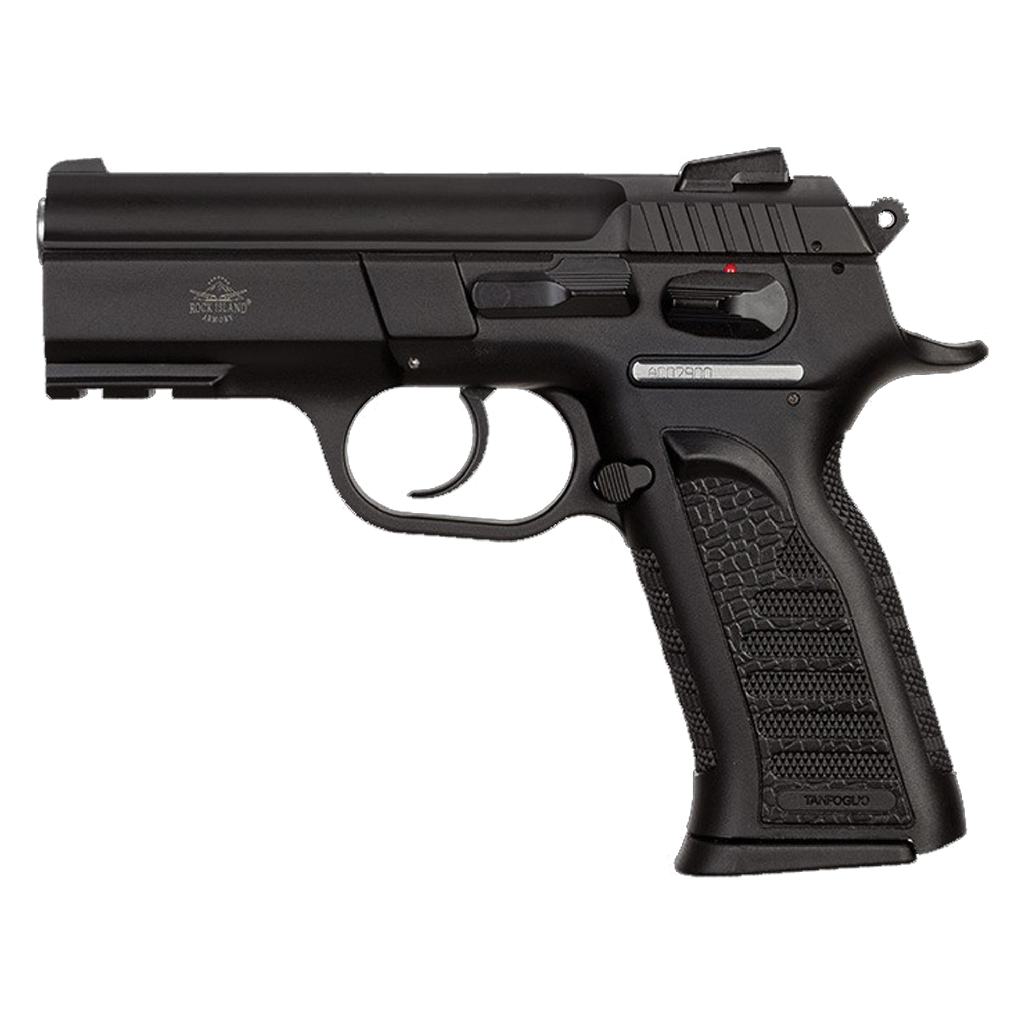Rock Island 51656 MAPP 9mm Luger Caliber with 3.75” Barrel, 16+1 Capacity, Overall Black Parkerized Finish, Picatinny Rail/Beavertail Frame, Serrated Steel Slide & Black Polymer Grip
