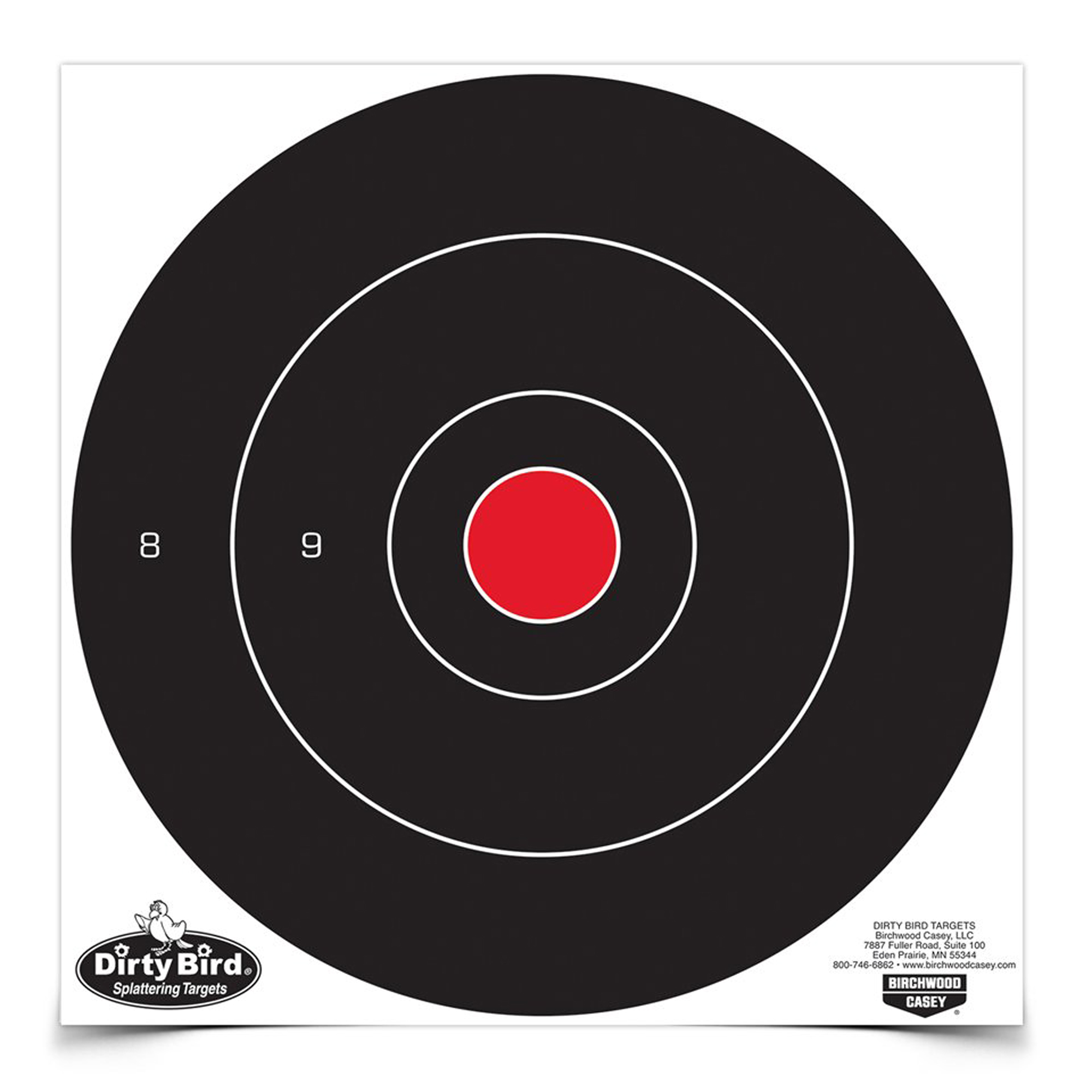 Birchwood Casey 35012 Dirty Bird 12” Bullseye Tagboard Hanging Black/White 12 PK