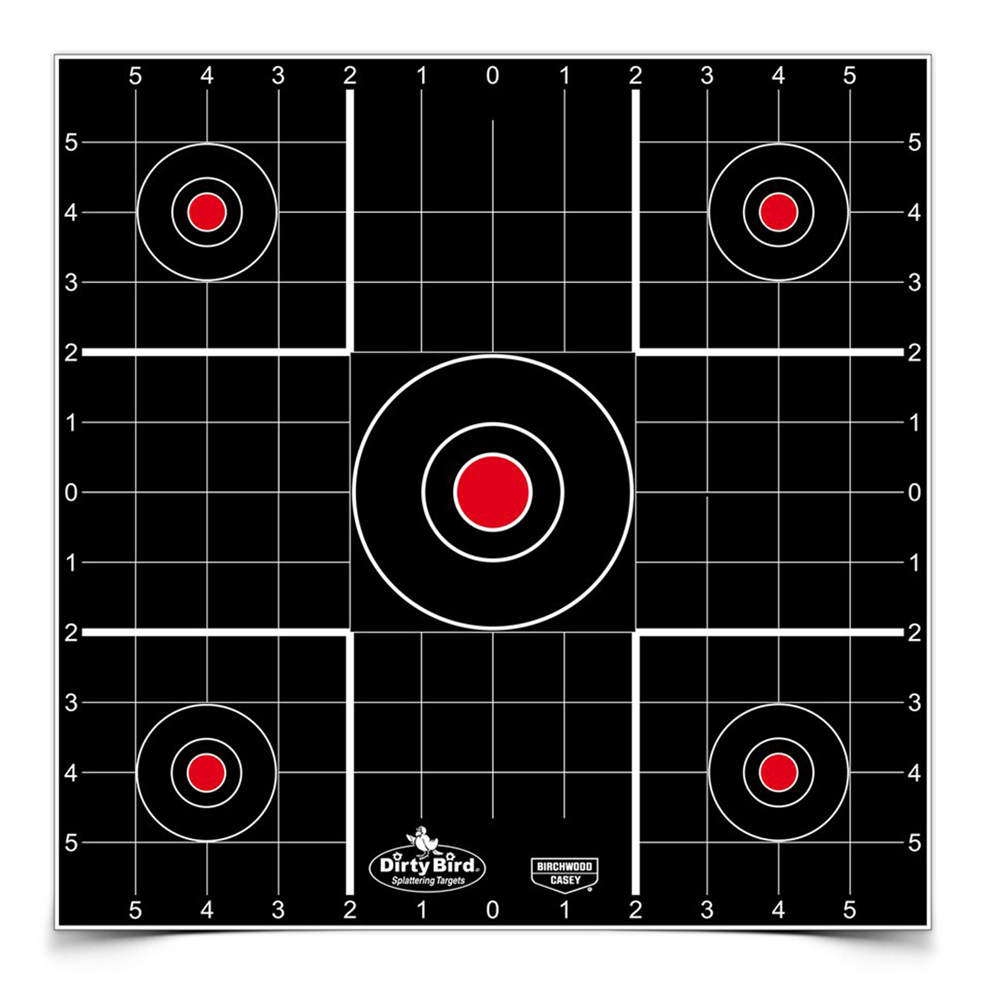 Birchwood Casey 35212 Dirty Bird Bullseye Tagboard Hanging 12” Black/Red 12 PK