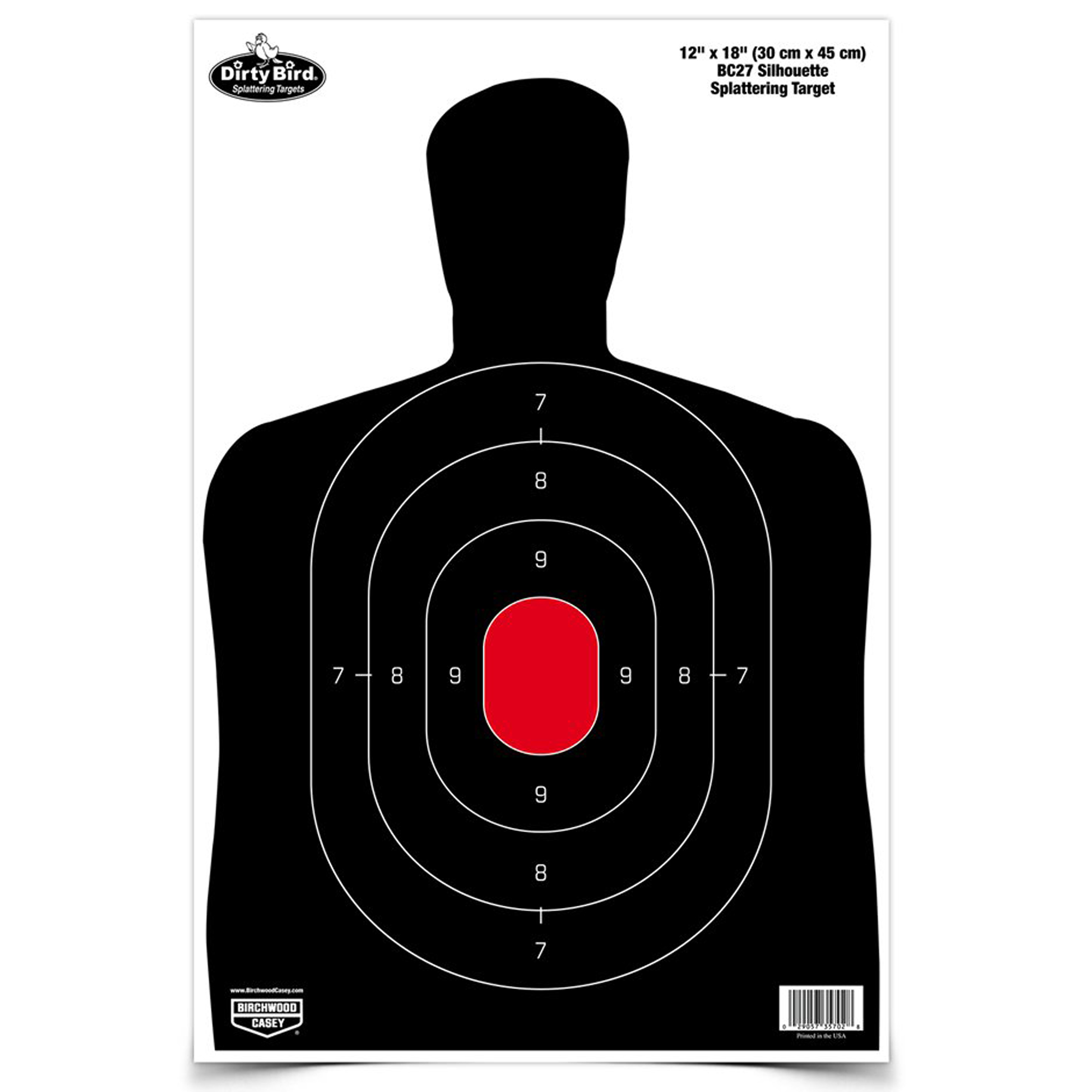 Birchwood Casey 35707 Dirty Bird BC-27 Silhouette Tagboard Hanging Pistol 12” x 18” Black/White 8 Per Pkg