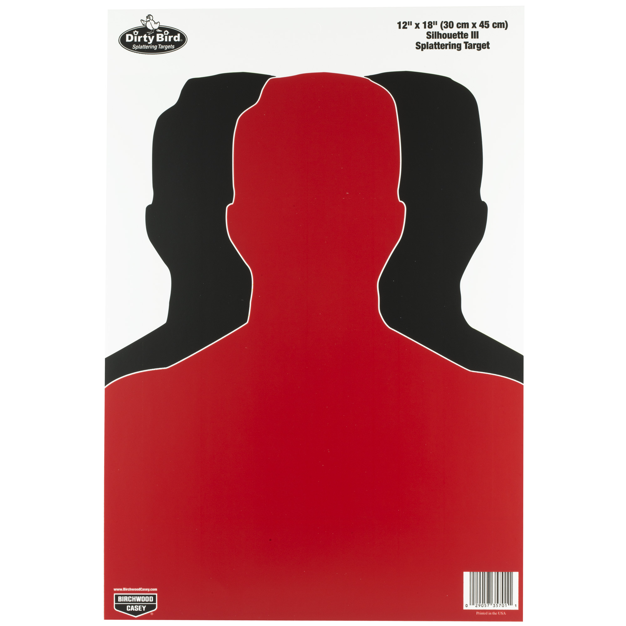 Birchwood Casey 35708 Dirty Bird Silhouette Tagboard Hanging Pistol 12” x 18” Black/Red White Impact Splatter 8 Per Pkg