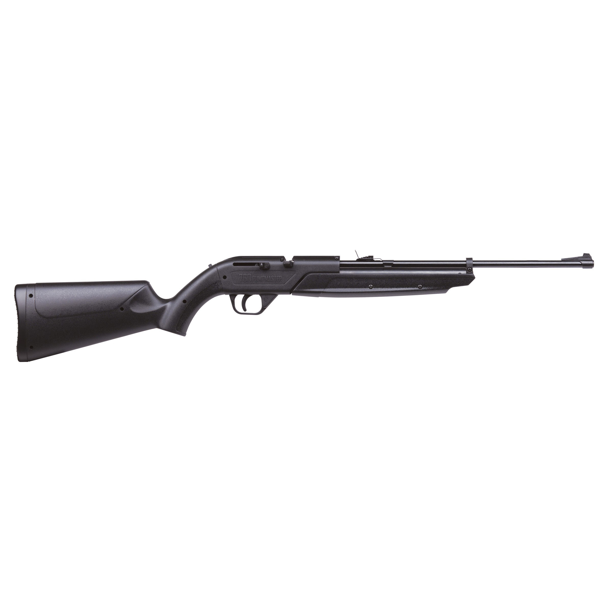 Crosman 760B 760 Pumpmaster Pump Air Rifle 177 18+1 Black Smooth Bore Steel Barrel, Black Receiver, Brown Synthetic Stock, Crossbolt Safety