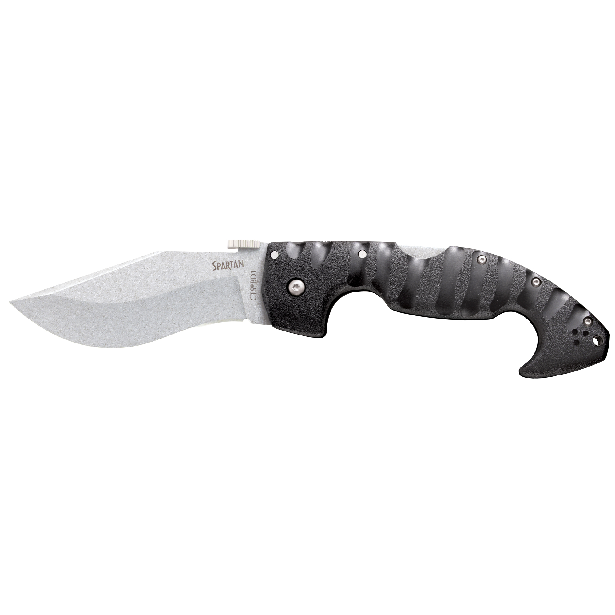 Cold Steel CS21ST Spartan 4.50” Folding Plain Stone Washed Japanese AUS-10A SS Blade/Black Griv-Ex w/Steel Liners Handle Includes Pocket Clip
