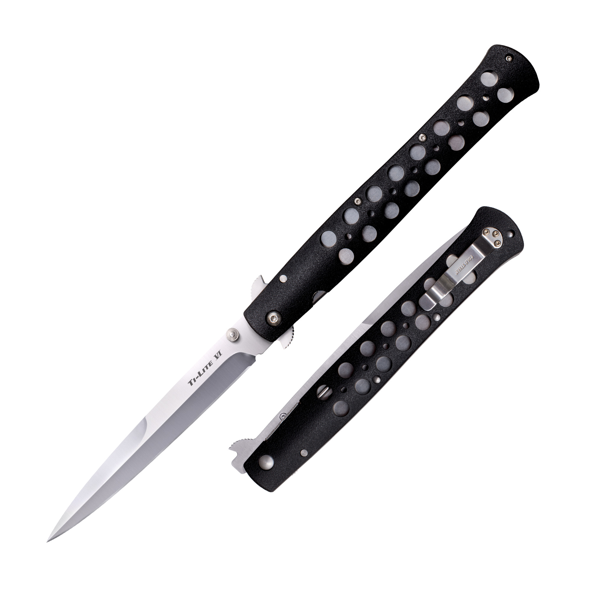Cold Steel CS26SXP Ti-Lite 6” Folding Spear Point Plain AUS-8A SS Blade/Black Zy-Ex Handle Includes Pocket Clip