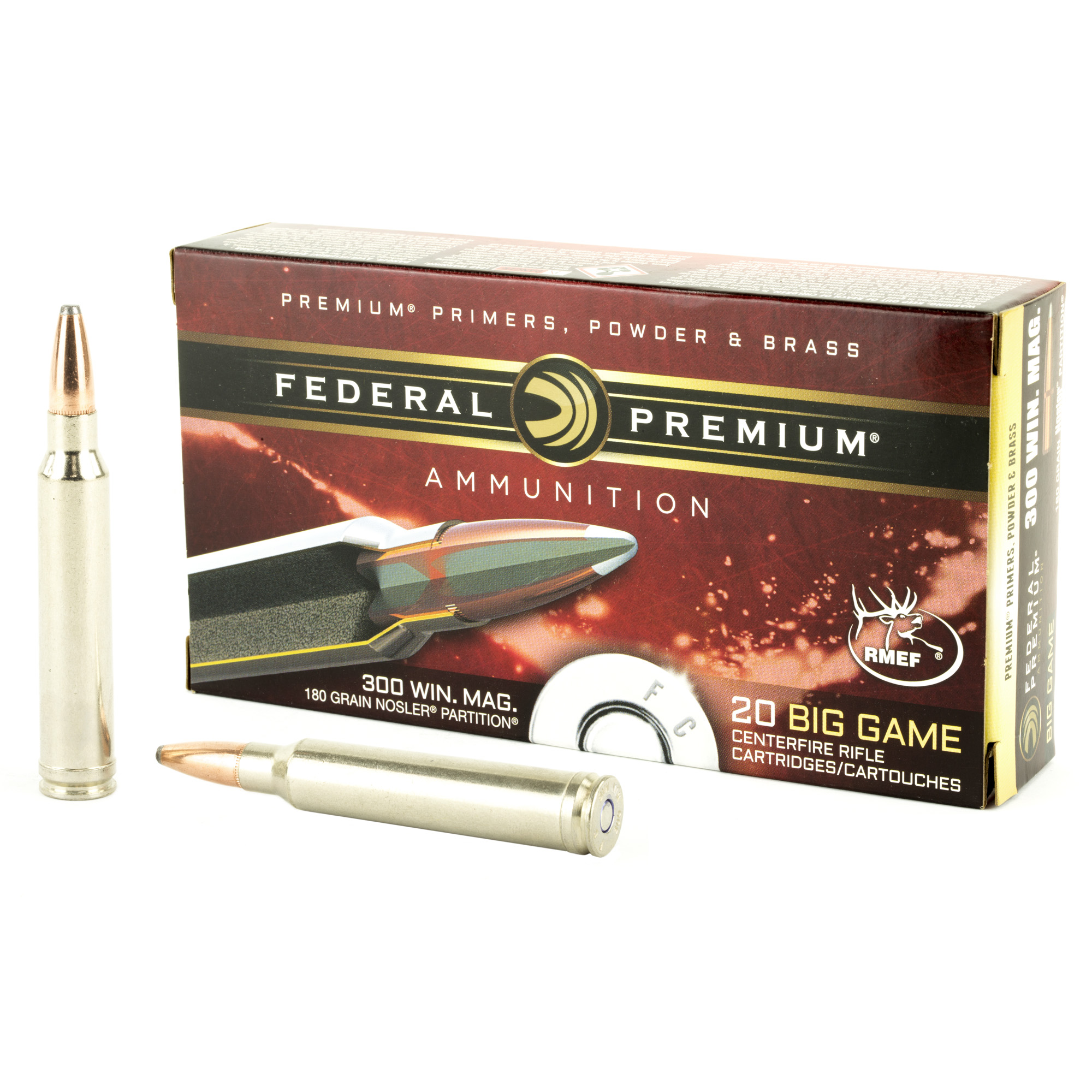 Federal P300WD2 Premium 300WinMag 180gr Nosler Partition 20 Per Box/10 Case