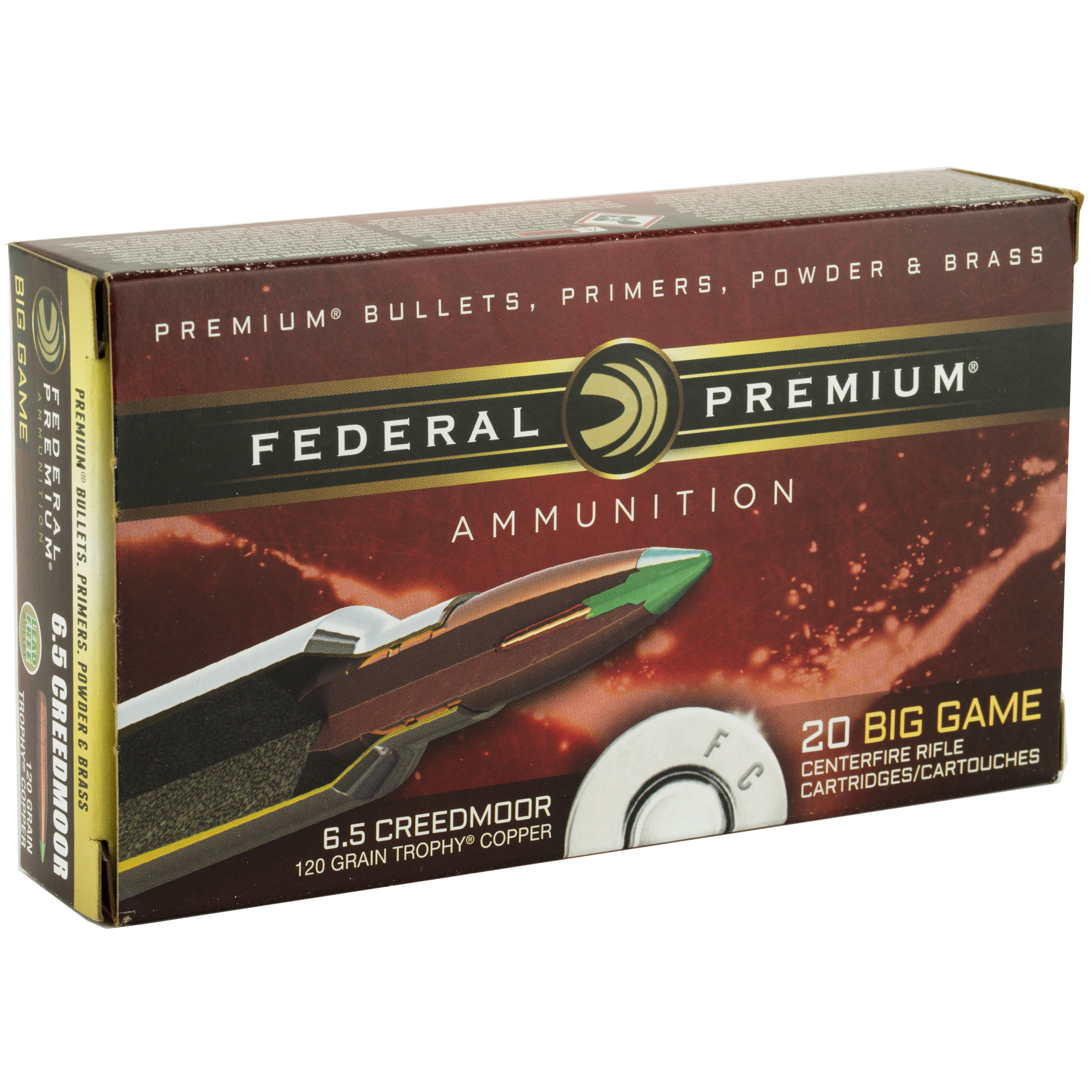 Federal P65CRDTC1 Premium 6.5Creedmoor 120gr Trophy Copper 20 Per Box/10 Case