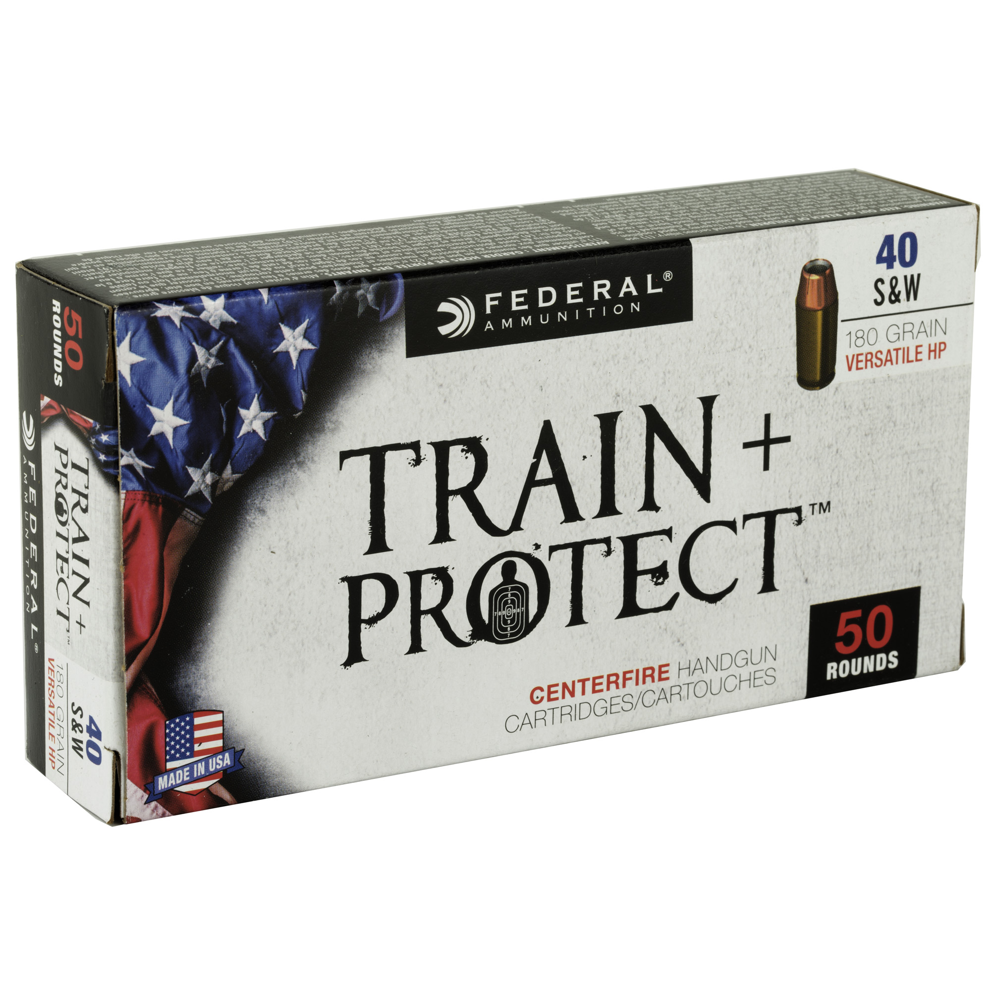 Federal TP40VHP1 Train + Protect 40S&W 180gr Versatile Hollow Point 50 Per Box/10 Case
