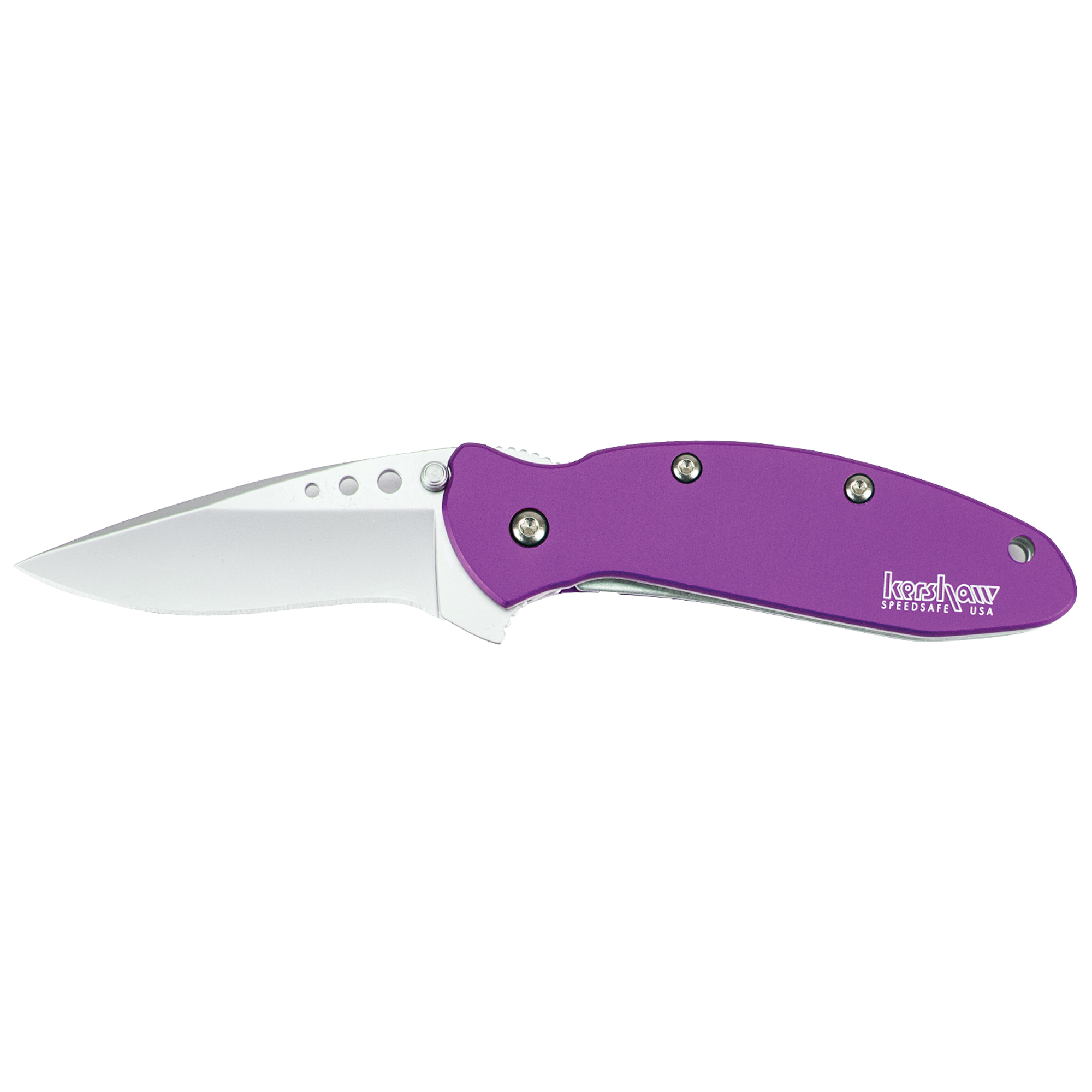 Kershaw 1620PUR Scallion 2.40” Folding Drop Point Plain Bead Blasted 420HC SS Blade Purple Anodized Aluminum Handle Includes Pocket Clip