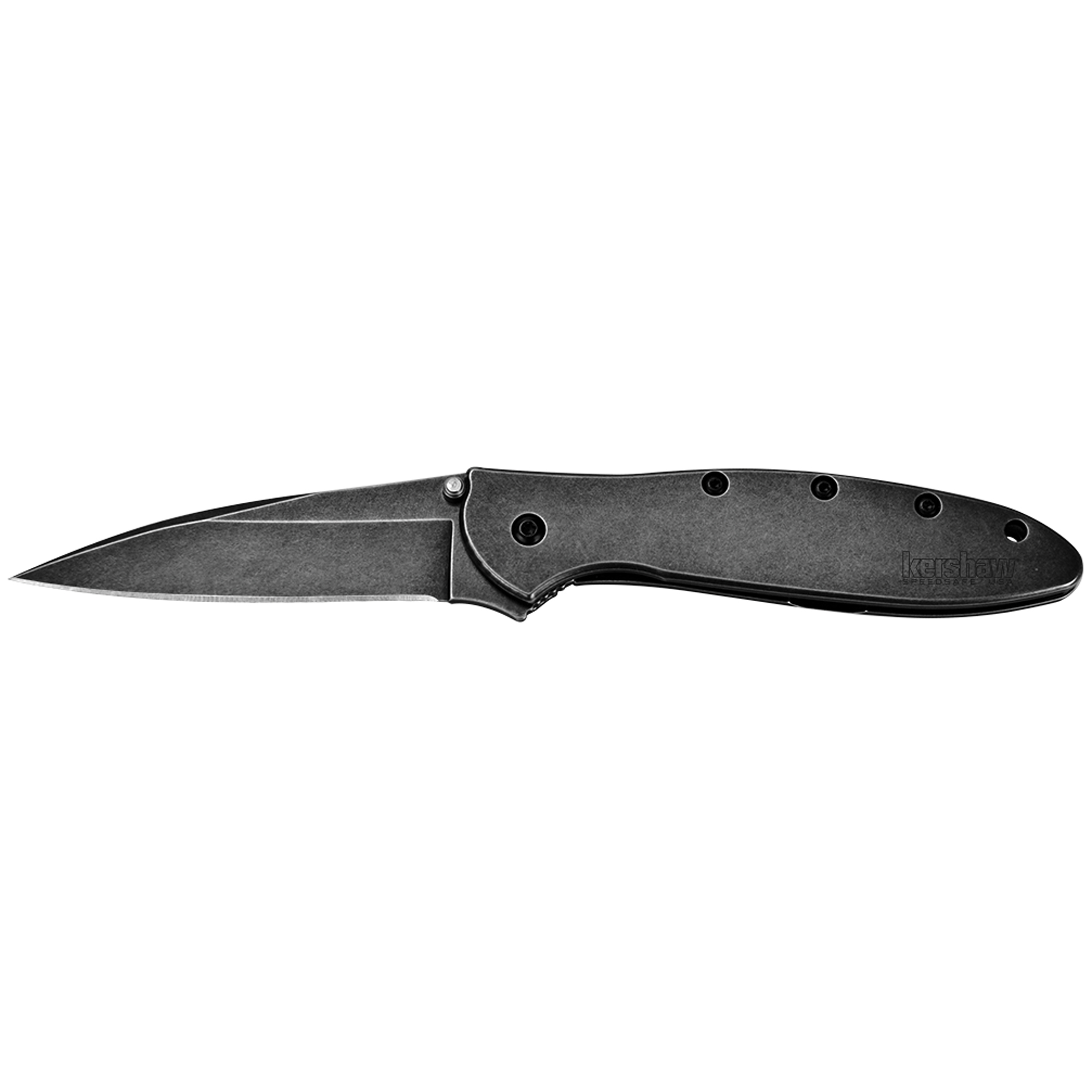 Kershaw 1660BLKW Leek 3” Folding Drop Point Plain Black DLC 14C28N Steel Blade Blackwash 410 Stainless Steel Handle Includes Pocket Clip