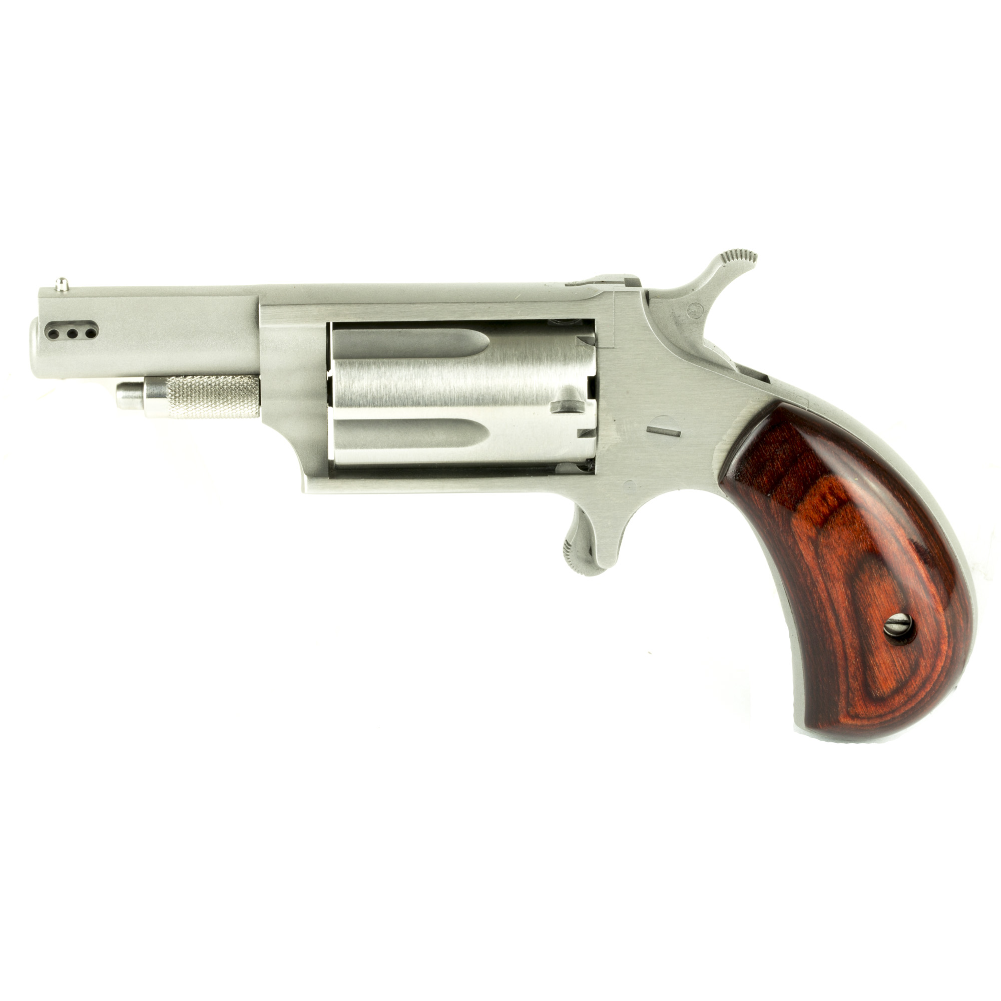 NAA Mini-Revolver 22 Mag 5rd 1-5/8” Ported Stainless Steel Rosewood Birdshead Grip