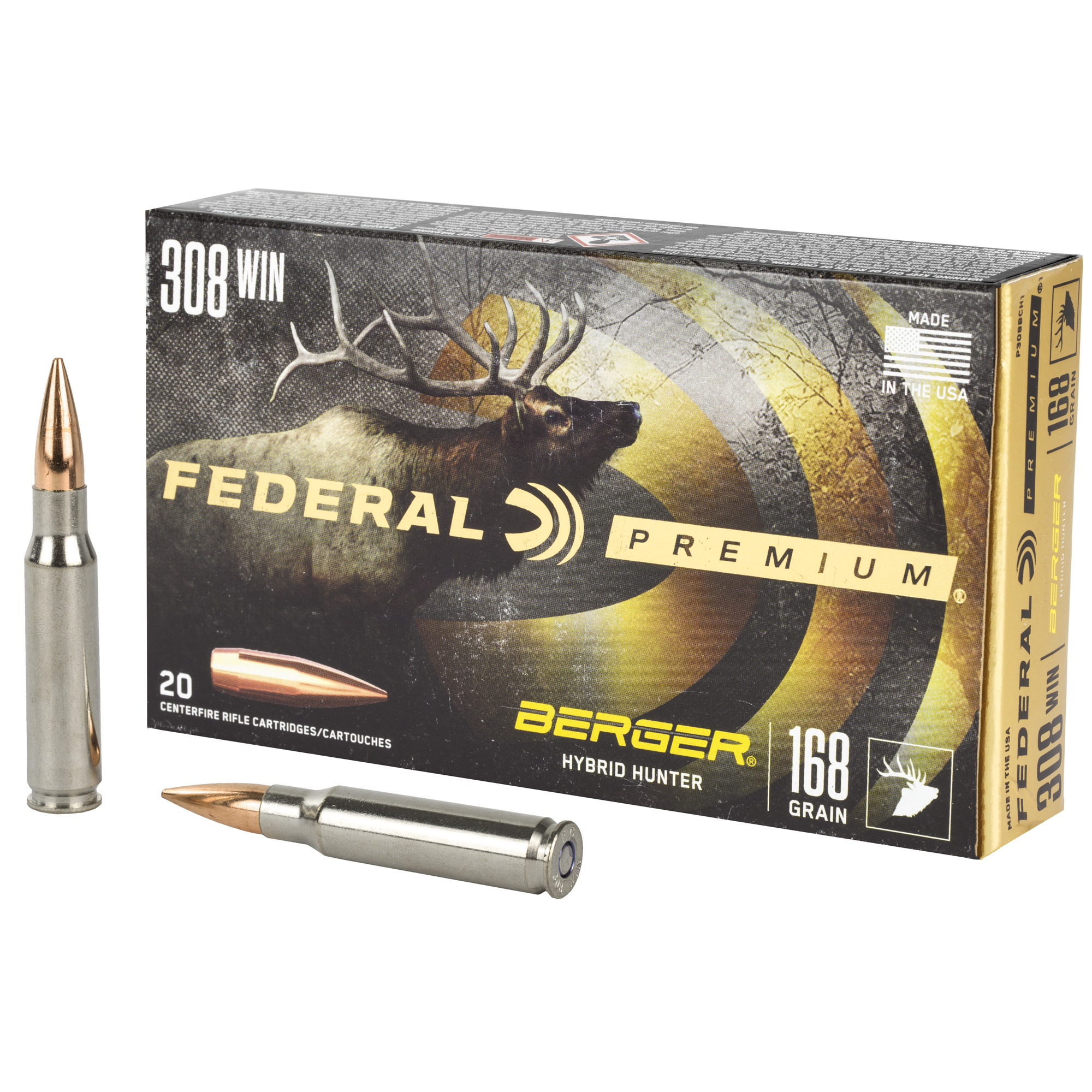 Federal P308BCH1 Premium 308Win 168gr Berger Hybrid Hunter 20 Per Box/10 Case