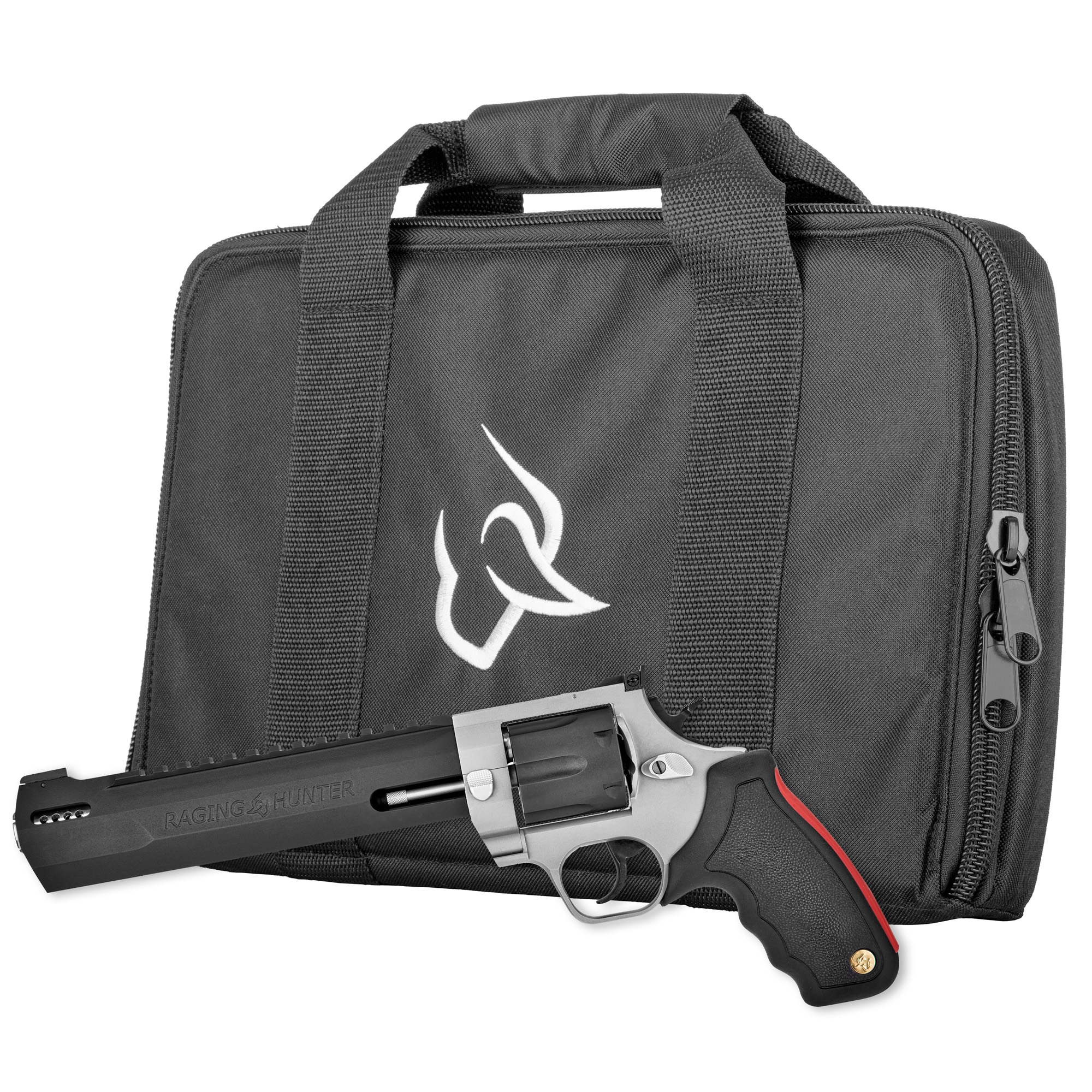 Taurus 2440085RH-DLX Raging Hunter w/Case 44 Rem Mag 6rd 8.37” Matte Black Oxide Cylinder & Barrel Matte Stainless Steel Frame Black Rubber with Integrated Red Cushion Insert Grip Includes Case