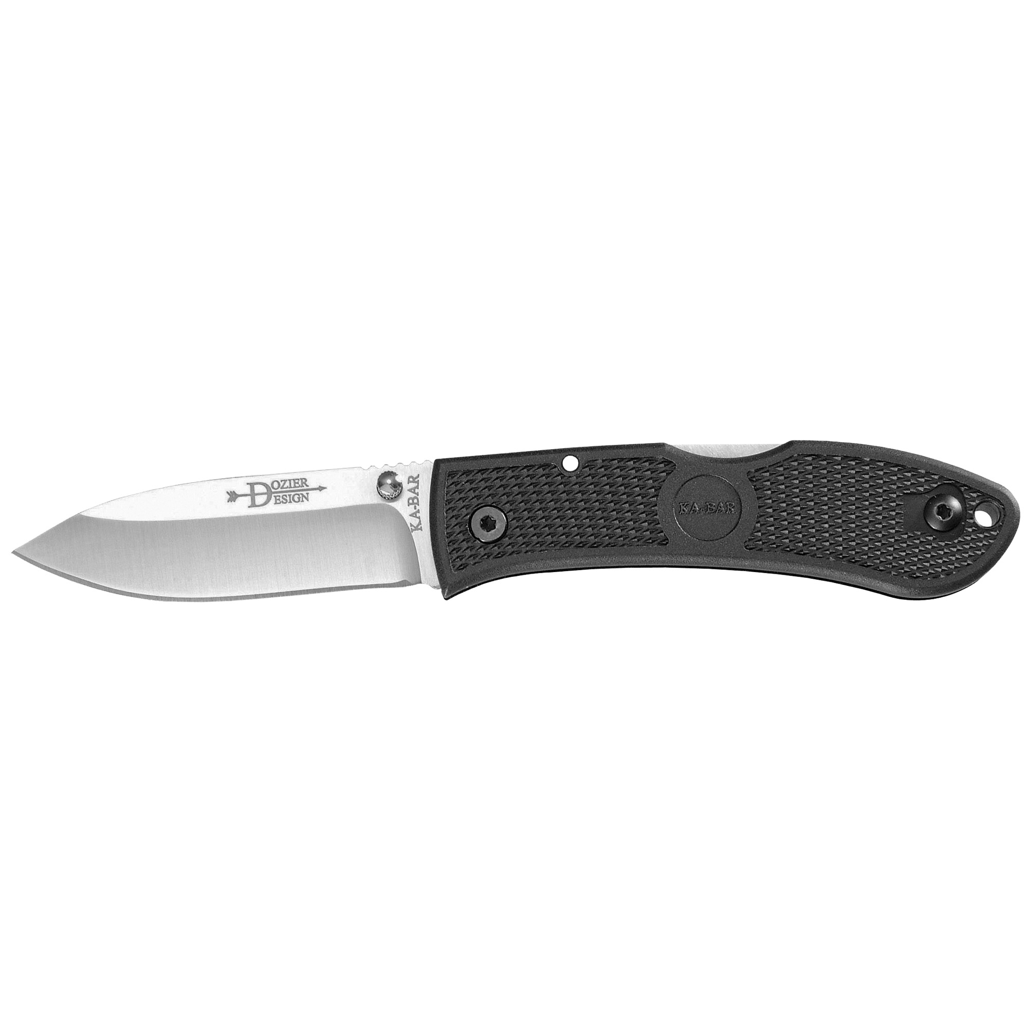 Ka-Bar 4062 Dozier Hunter 3” Folding Drop Point Plain AUS-8A SS Blade, Black Zytel Handle, Includes Pocket Clip