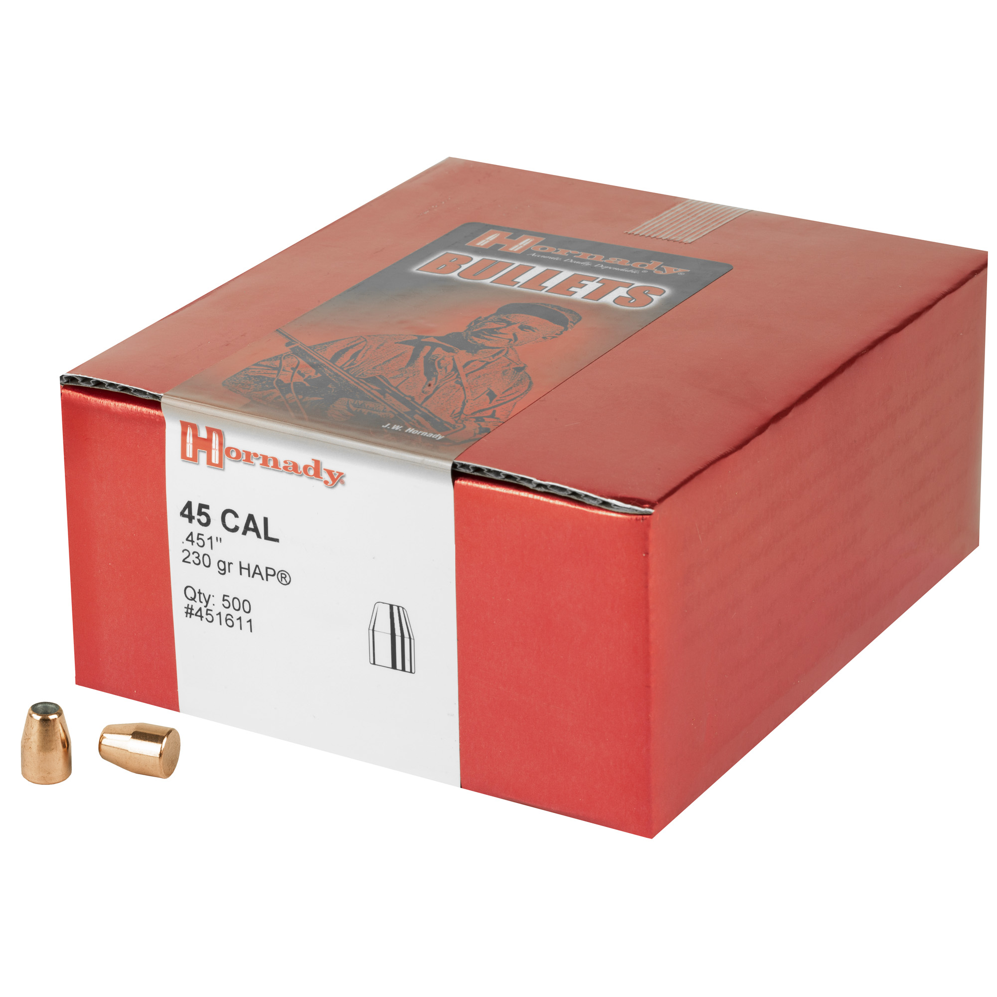Hornady 451611 HAP 45 Cal .451 230 gr Hollow Point 500 Per Box/ 2 Case