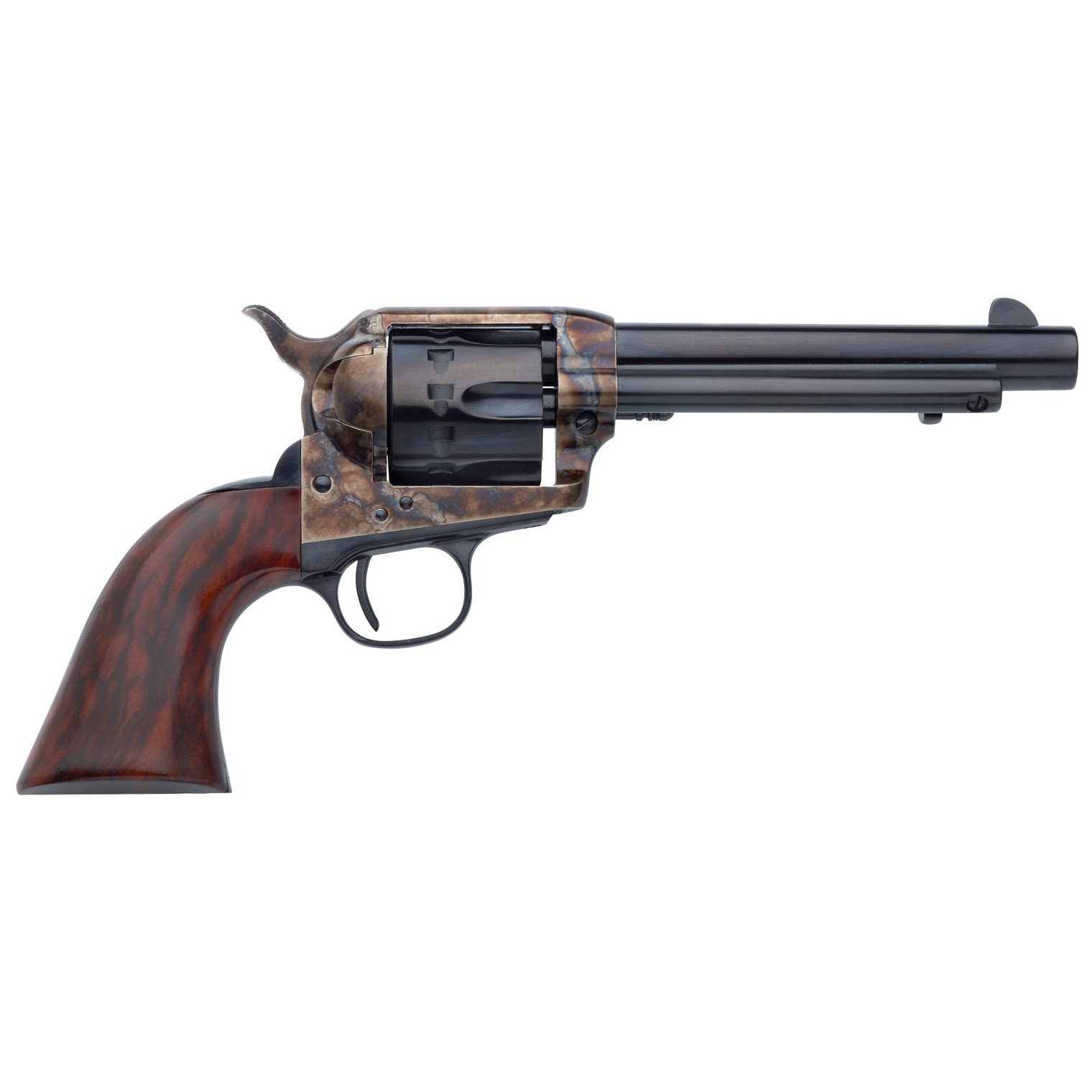 Taylors & Company 550805 1873 Cattleman 22 LR Caliber with 4.75” Blued Finish Barrel, 12rd Capacity Blued Finish Cylinder, Color Case Hardened Finish Steel Frame & Walnut Grip