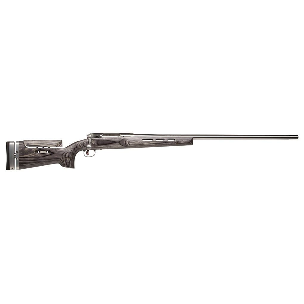 Savage Arms 18532 12 Palma 308 Win Caliber with 1rd Capacity, 30” 1:13” Twist Barrel, Matte Stainless Metal Finish, Gray Adjustable Laminate Stock & Target AccuTrigger Right Hand (Full Size)