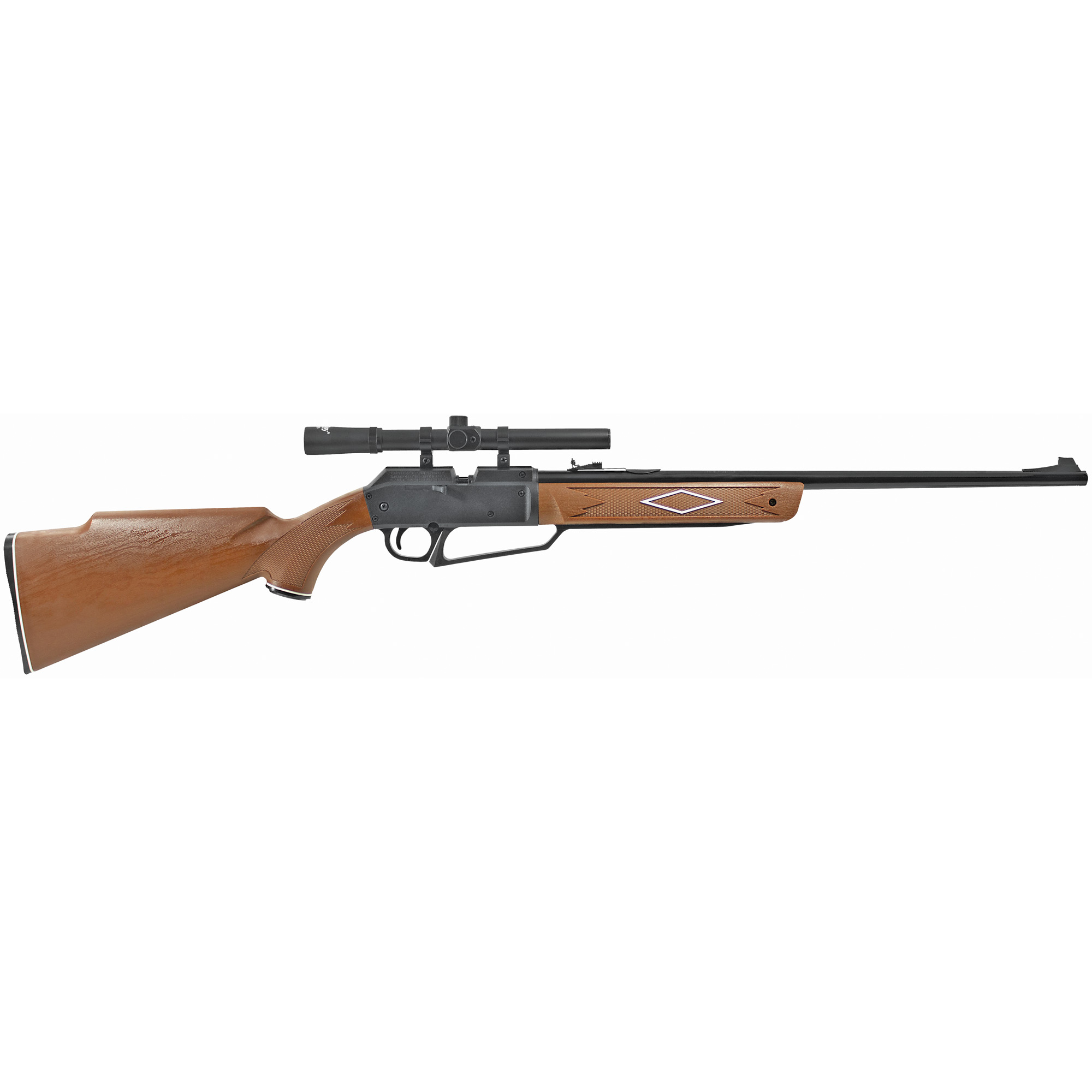 Daisy 992880603 Powerline 880 Pump Pneumatic 177 1 Pellet/50 BB Shot Molded w/Checkering & Woodgrain Black Receiver Powerline Fixed Monte Carlo Stock