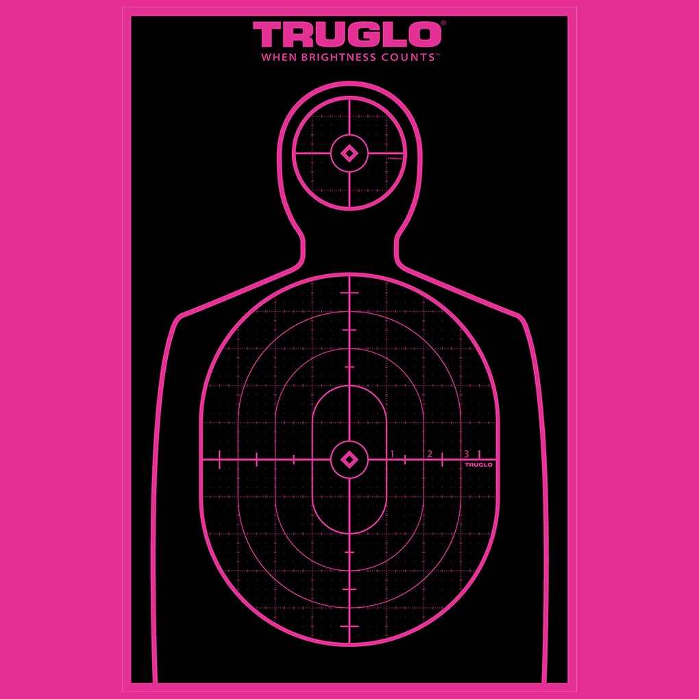 TruGlo TG13P6 Tru-See Handgun Target Self-Adhesive Heavy Paper Black/Pink 12”x18” Silhouette 6 Pack