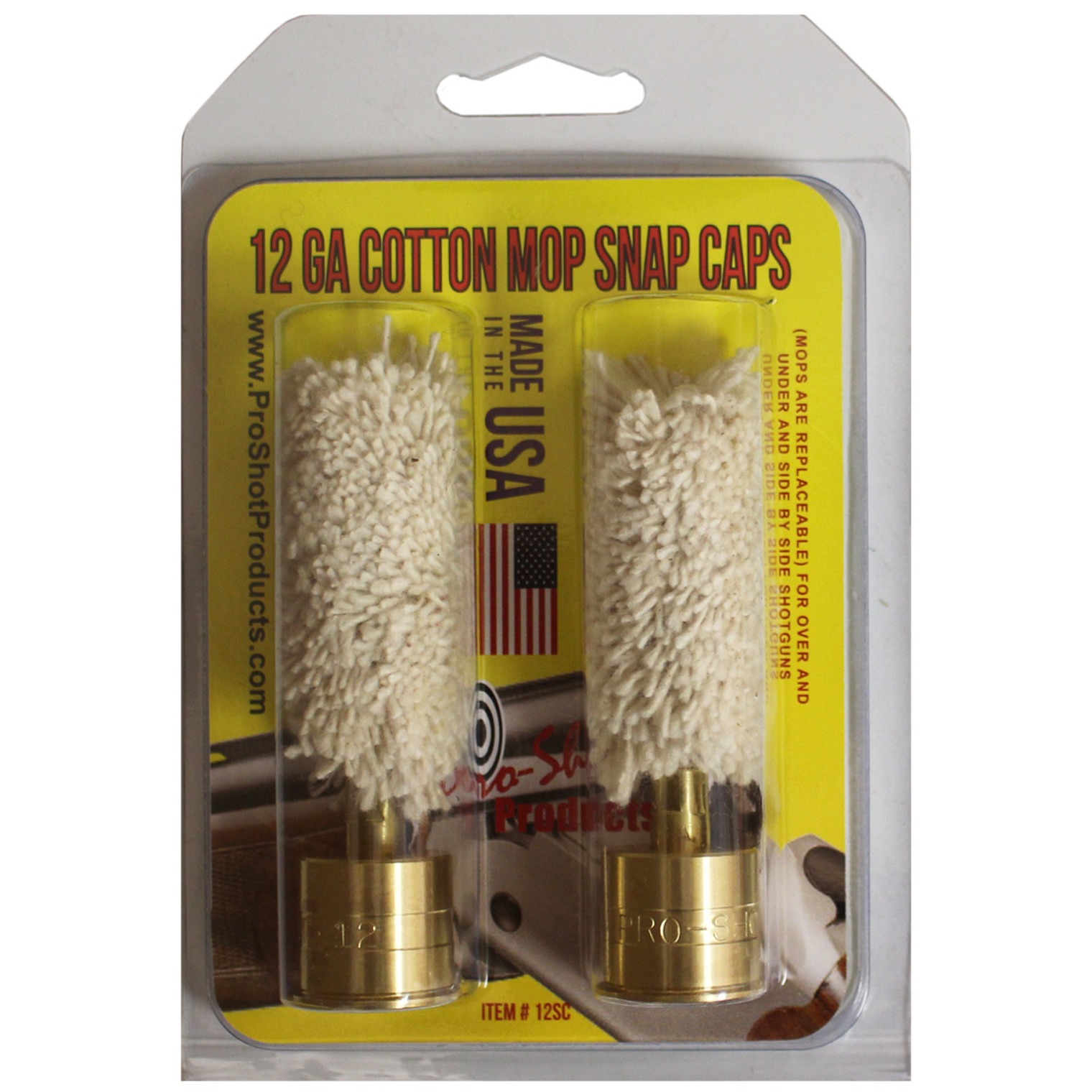 Pro-Shot 12SC Snap Caps 12 Gauge Shotgun #5/16-27 Thread Brass/Cotton Mop 2 Pack