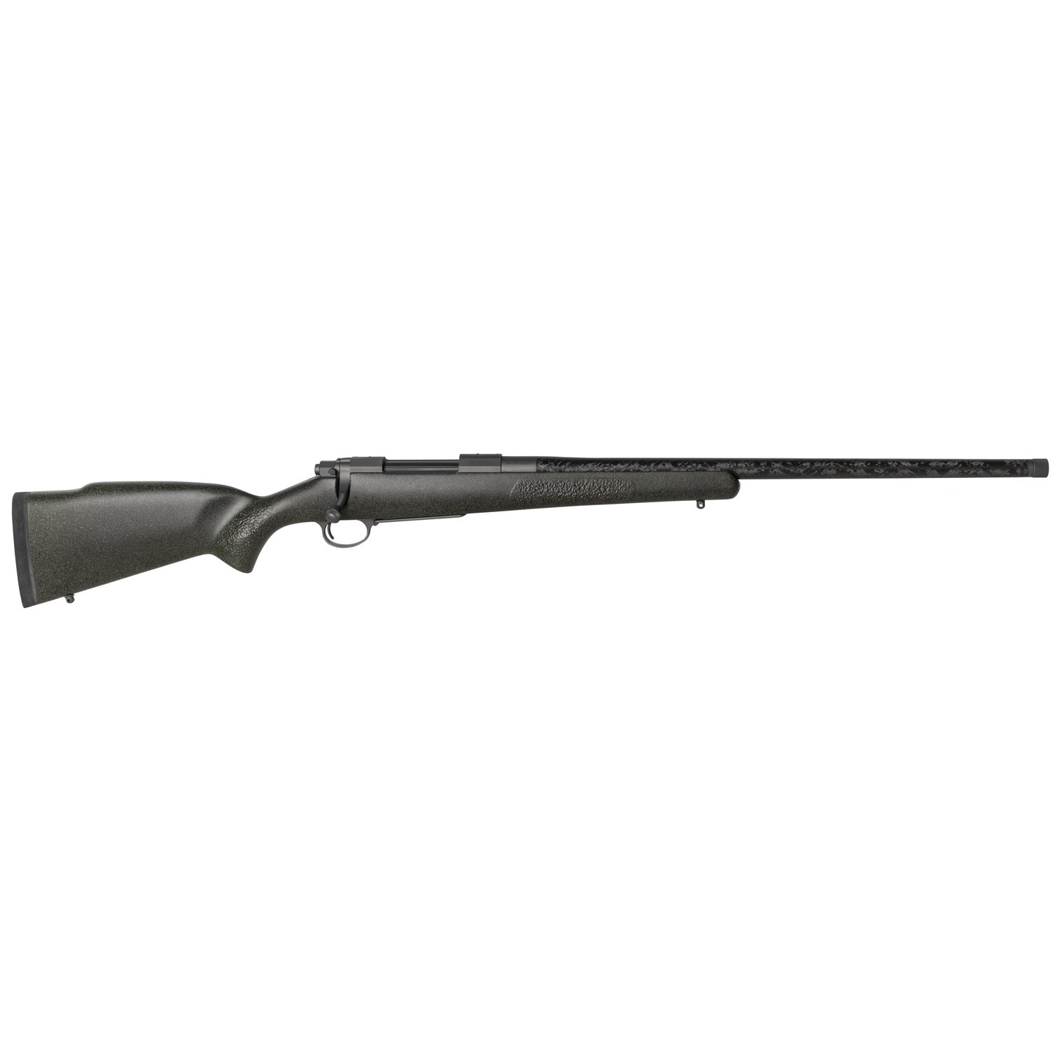Nosler 47548 M48 Mountain Carbon Full Size 30 Nosler 3+1 24” Tungsten Gray Cerakote Steel Threaded Barrel Tungsten Gray Cerakote Steel Receiver Granite Green Mountain Hunter Stock Right Hand