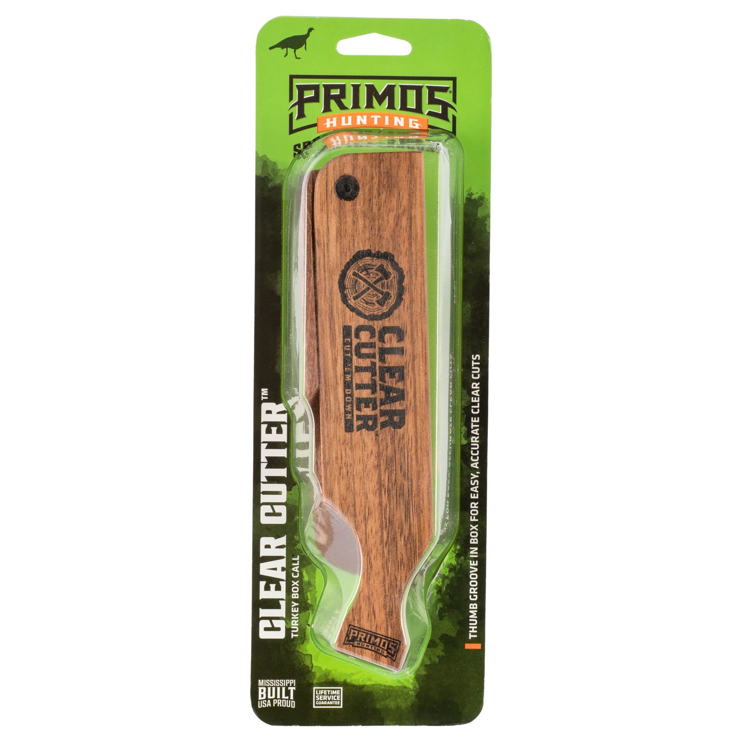 Primos PS244 Clear Cutter Box Call Turkey Hen Sounds Attracts Turkeys Brown Mahogany/Walnut
