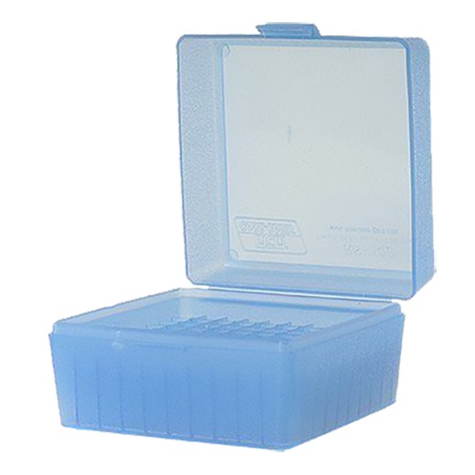 MTM Case-Gard RM10024 Ammo Box Flip-Top Multi-Caliber Rifle Clear Blue Polypropylene 100rd