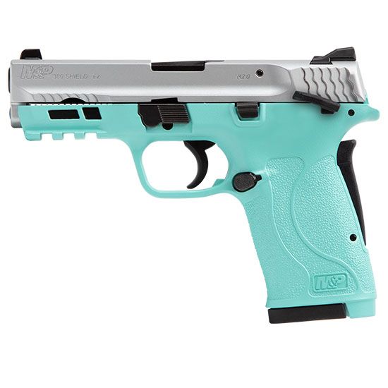 Smith & Wesson M&P380 Shield EZ M2.0 Pistol 13283, 380 ACP, 3.6 in, Robin Egg Finish Frame, Stainless Finish, 8 Rd