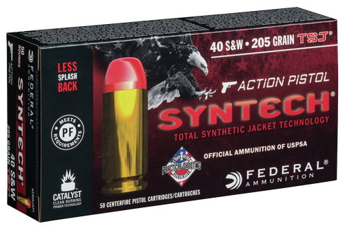Federal American Eagle Syntech 40 S&W 205gr, Total Synthetic Jacket, 50rd Box