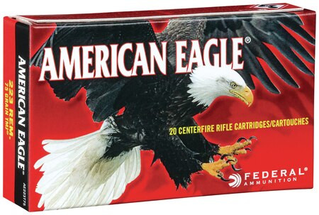 Federal American Eagle 223 Rem 75gr, TMJ, 20rd Box
