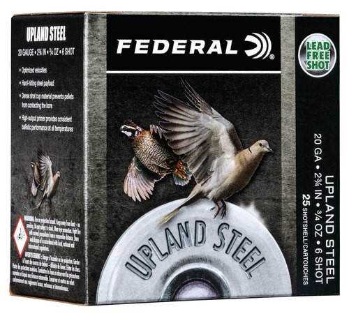 Federal Upland Steel 20 Ga, 2.75", 7/8 oz, Steel, 25rd/Box