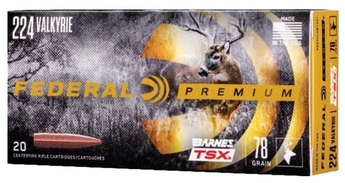 Federal Premium 224 Valkyrie 78gr, Barnes Triple-Shock X Bullet (TSX), 20rd Box