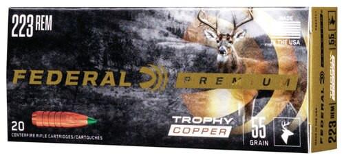 Federal Premium 223 Rem/5.56mm 55gr, Trophy Copper (TC), 20rd Box