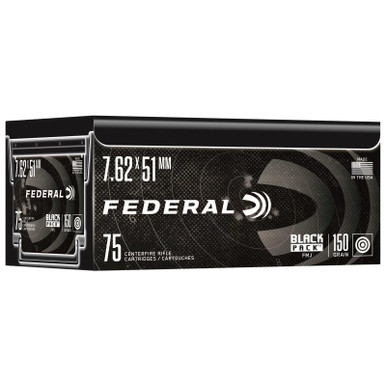 Federal Black Pack 7.62x51mm NATO Ammo 150 Grain Full Metal Jacket 75 Rounds