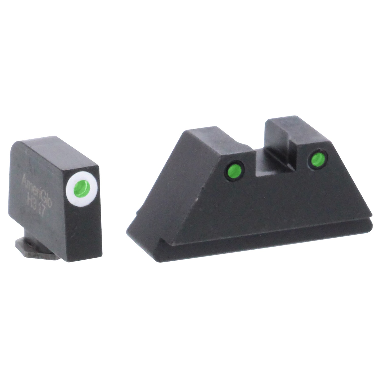 AmeriGlo GL152 Optic Compatible Sight Set for Glock XL Tall Green Tritium White Outline Front Sight-Green Tritium Black Outline Rear Sight