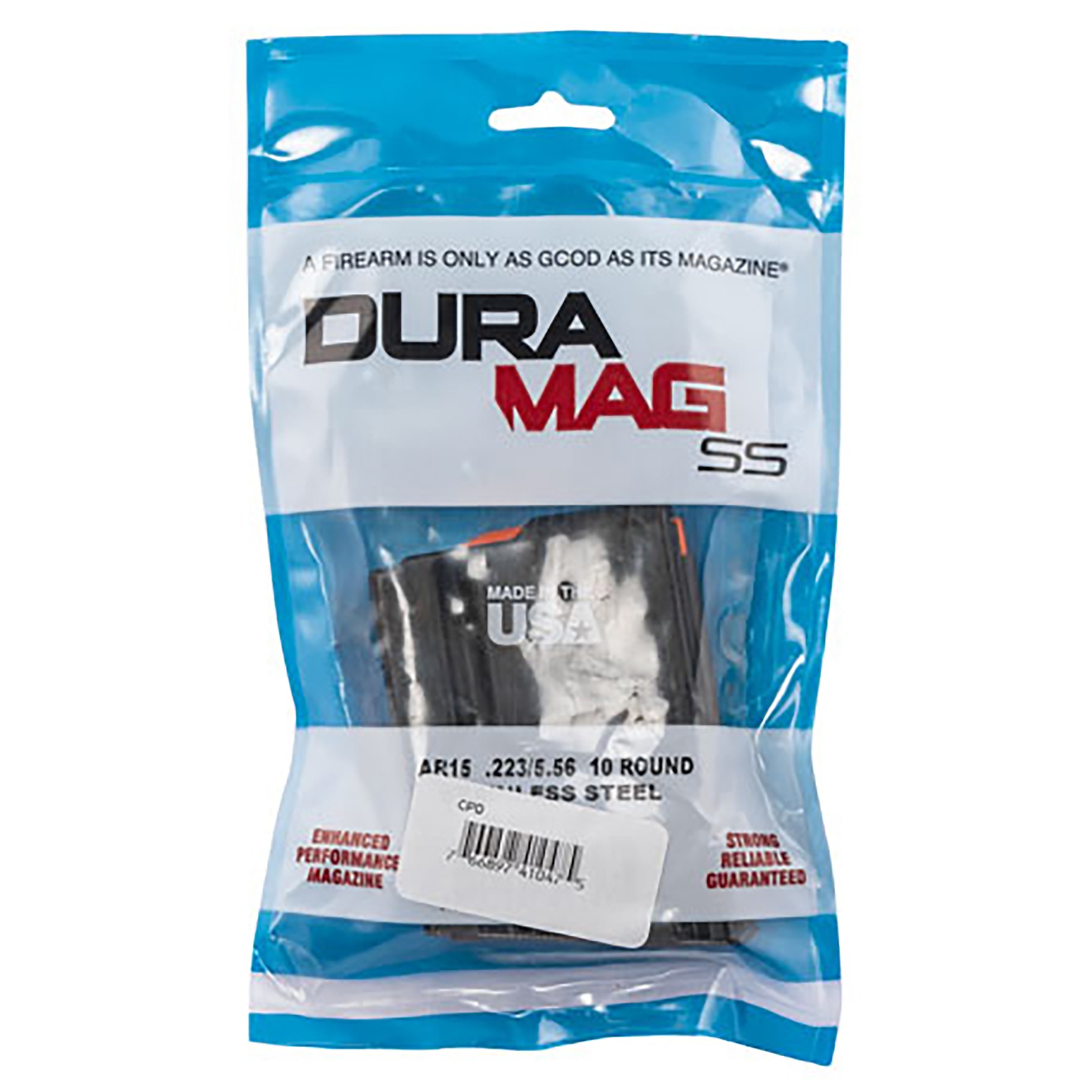 DuraMag 3023041178CPDL10 SS 10rd 223 Rem/5.56x45mm NATO for AR-15 Black w/ Orange Follower Detachable