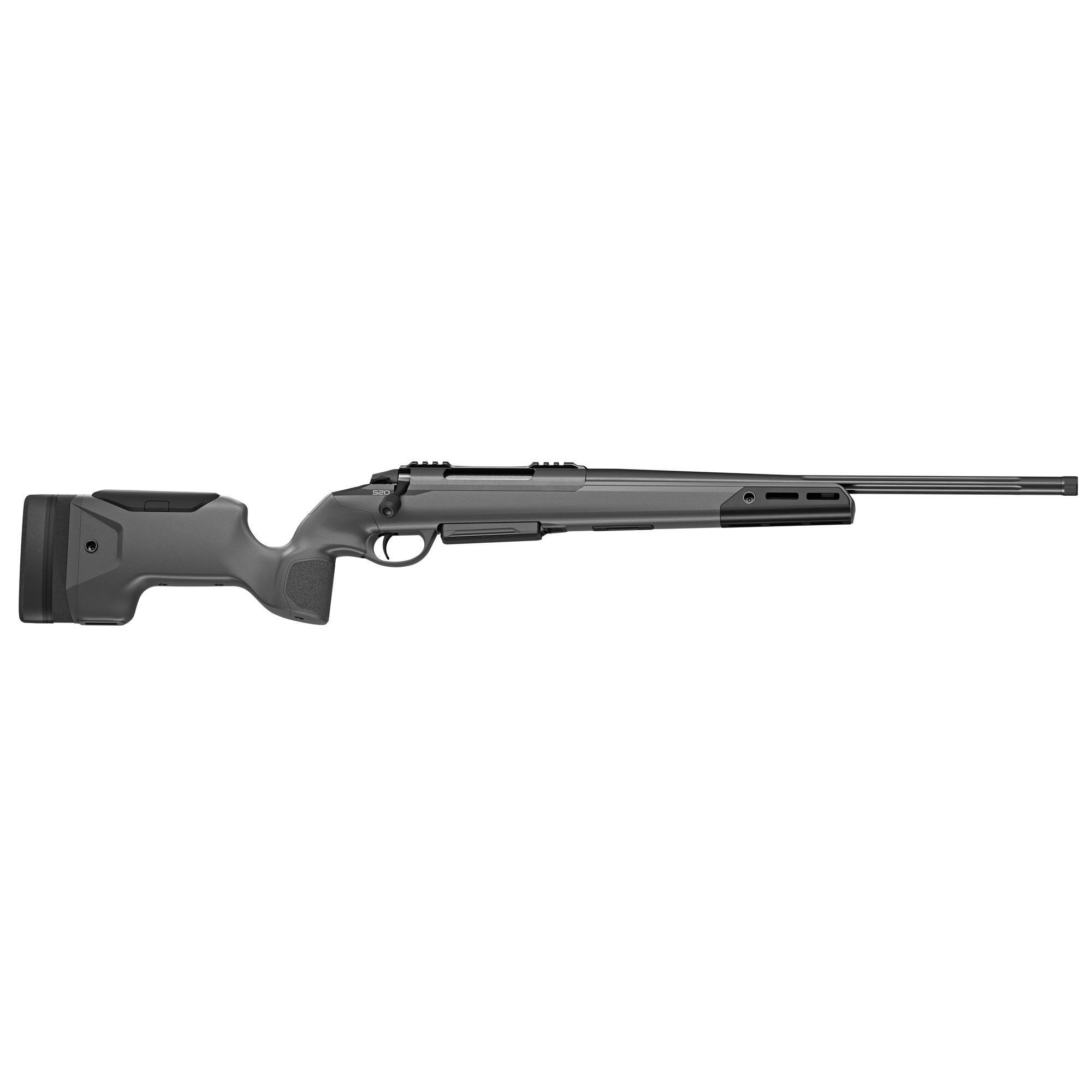 Sako JRS20P382 S20 Precision 6.5 Creedmoor Caliber with 10+1 Capacity, 24.33” Barrel, Tungsten Gray Cerakote Metal Finish & Black Fixed Precision Adjustable Cheek Piece Stock Right Hand (Full Size)